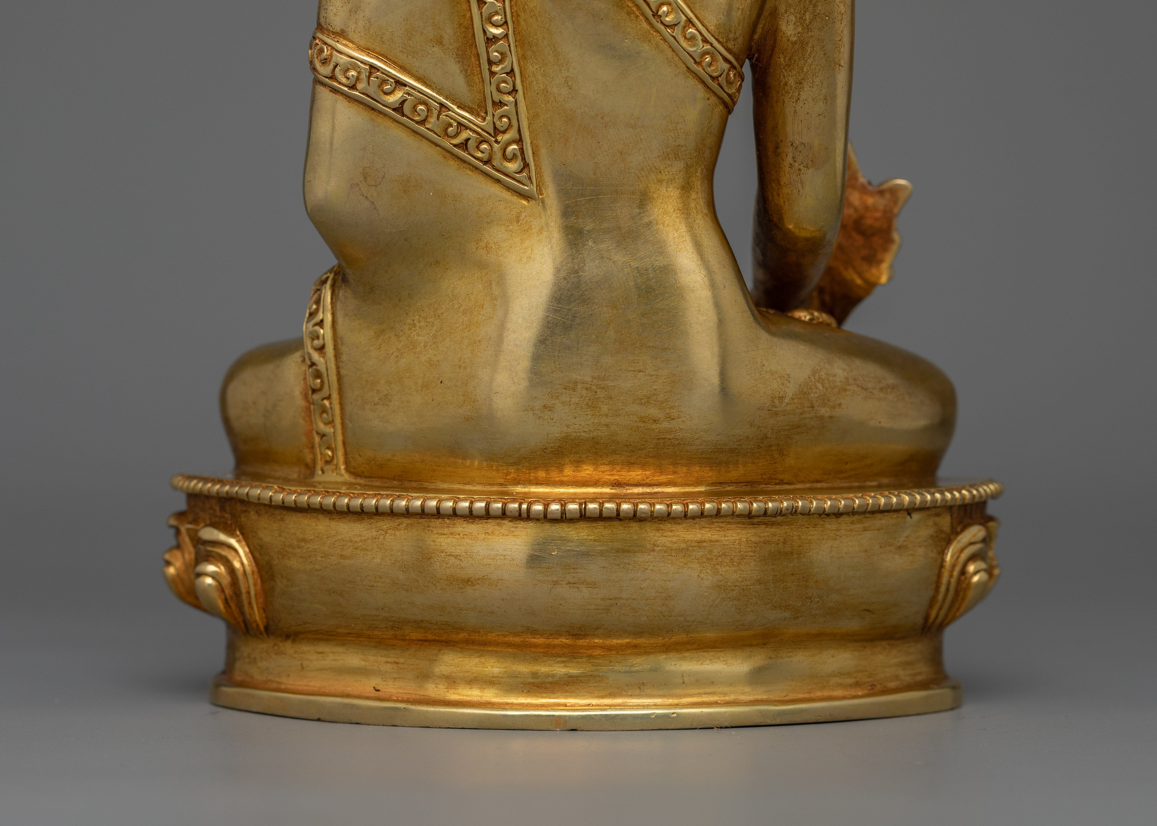 Sacred Bhaisajyaguru Figurine for Healing  | Handcrafted in 24K Gold Gilding