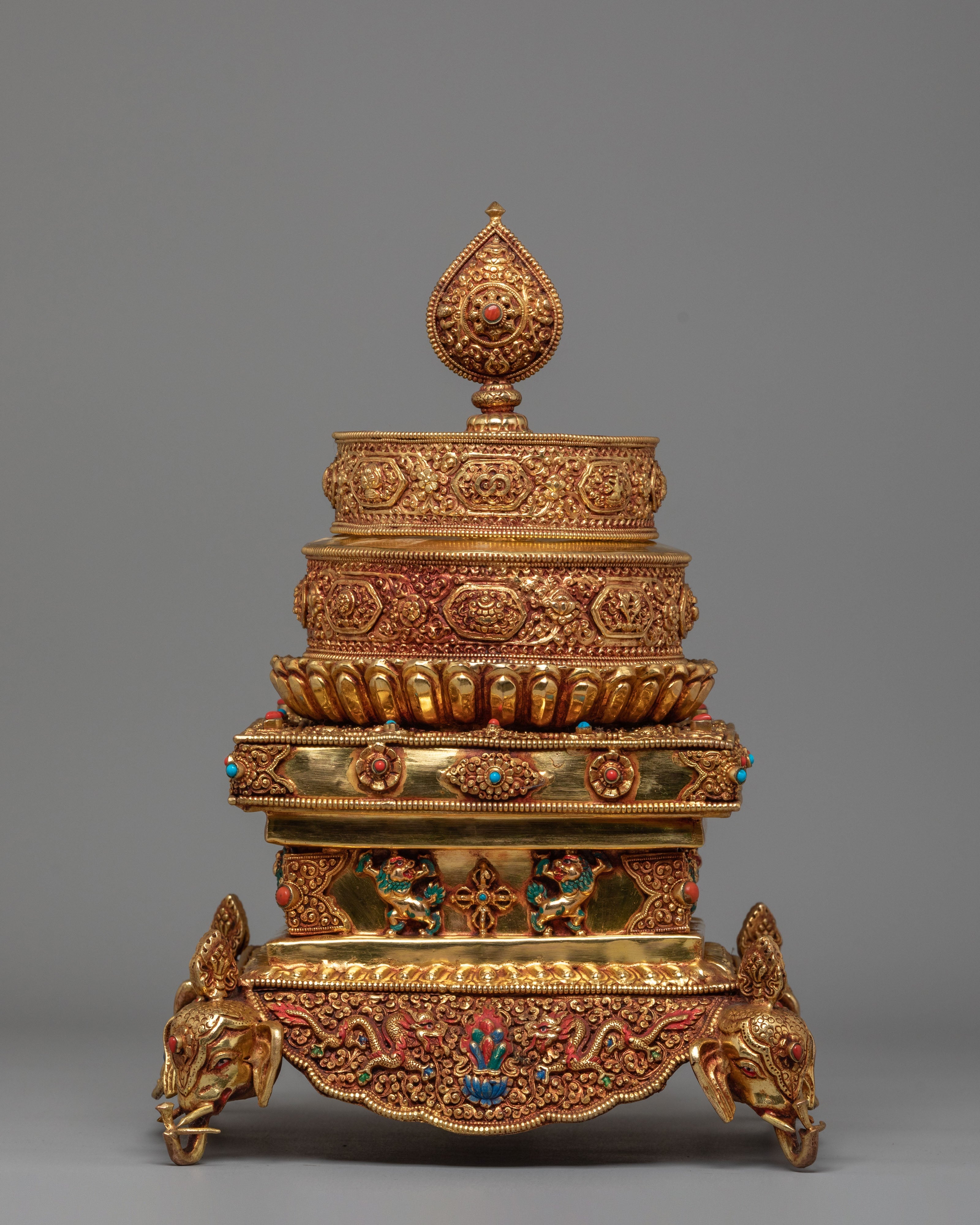 Himalayan Mandala Offering Piece | Tibetan Ritual Stupa Art