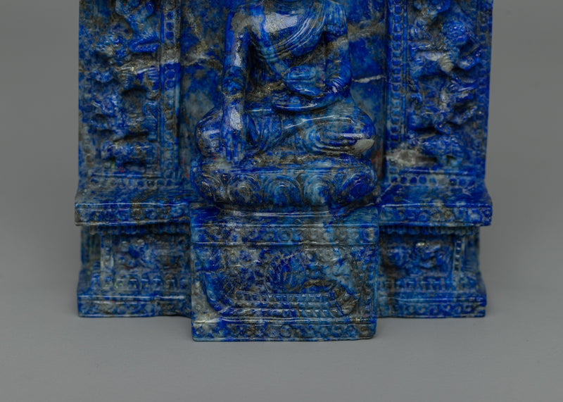 Lapis Lazuli Buddha Shakyamuni Statue | Exquisite Detail and Original Gemstone