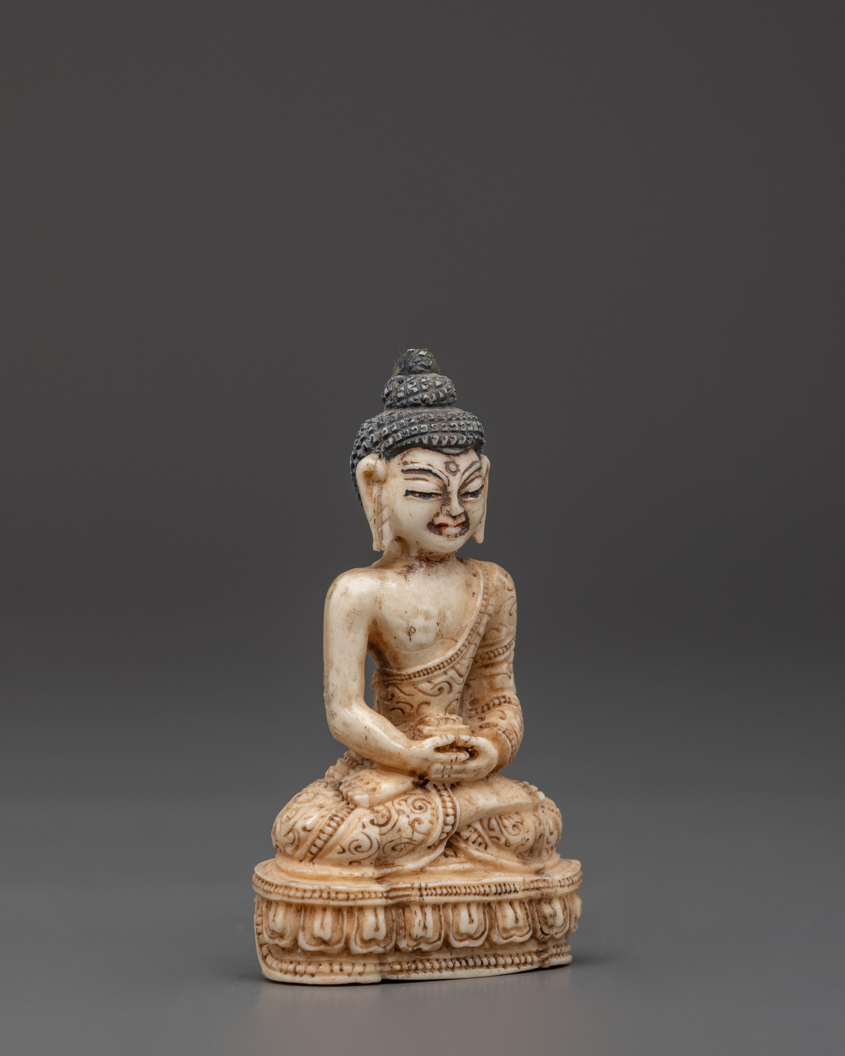 Ethically Sourced Yak Bone Amitabha Buddha Statue | Buddhist Altar Sculpture