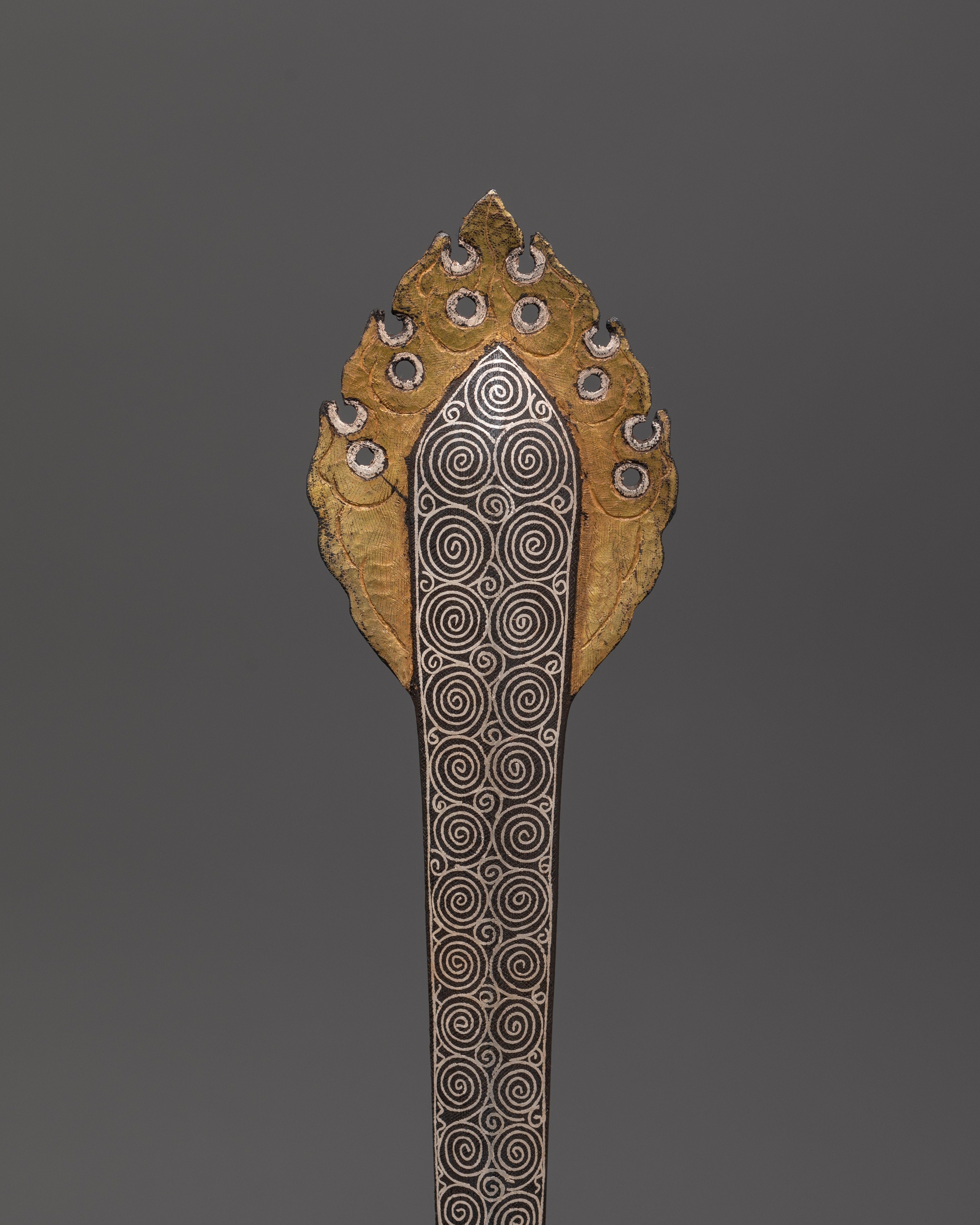 Silver-Plated Ritual Dagger with Stand | Handcrafted Tibetan Sword