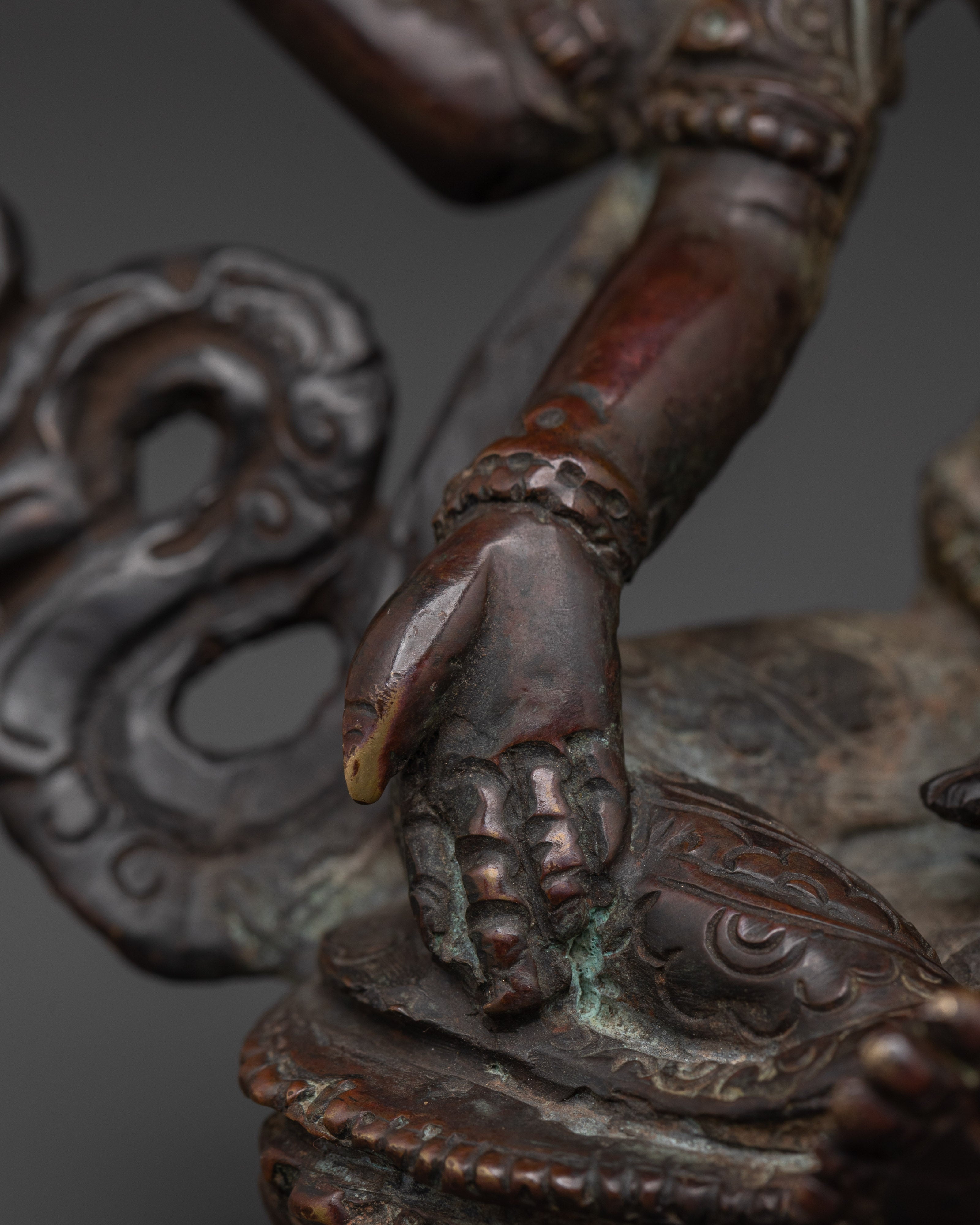 Handcrafted Tibetan Vashudhara Deity Statue | Oxidized Copper Goddess Sculpture