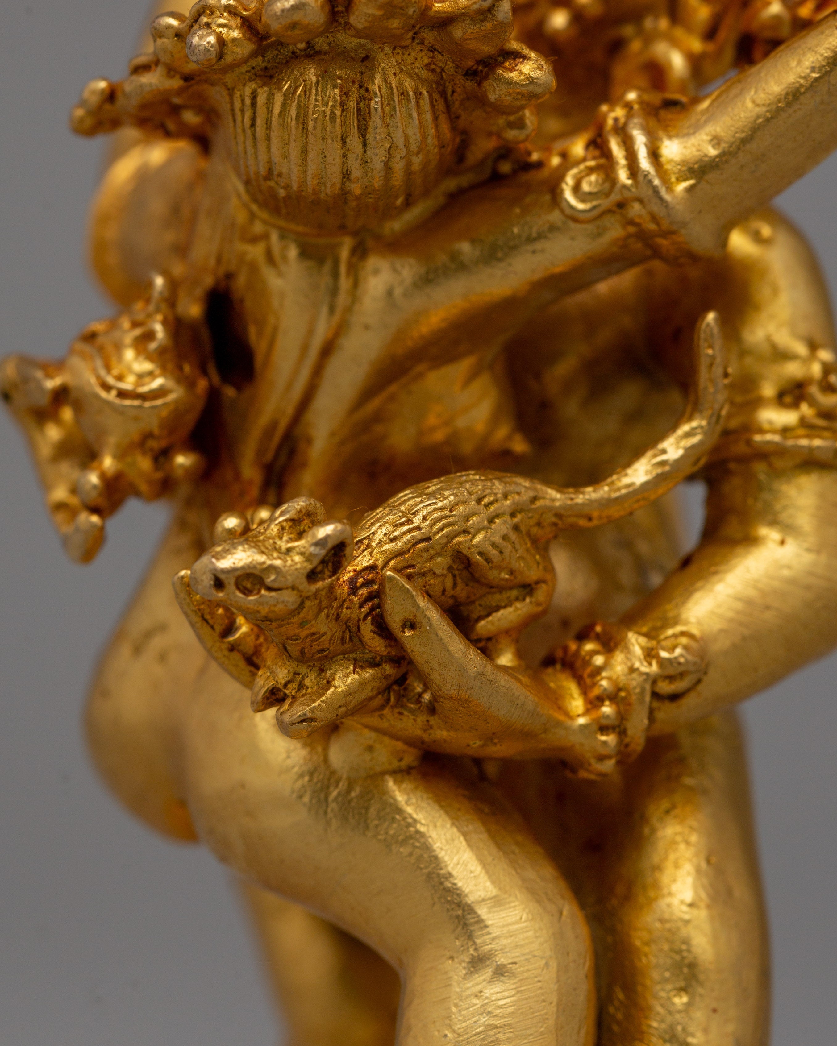 Black Dzambhala with Consort statue |  Buddhist Prosperity Sculpture