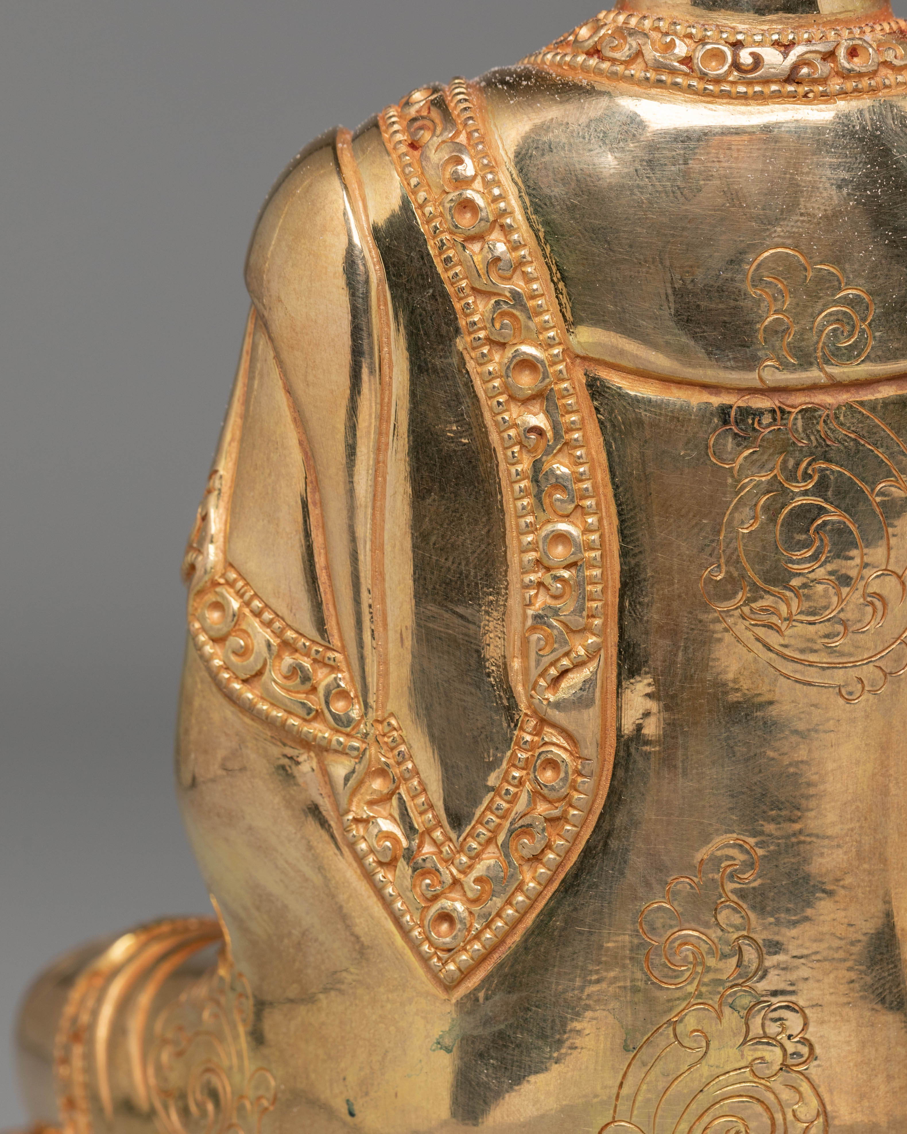 Shakyamuni Buddha Copper Statue for Decor | 24K Gold Plated Tibetan Art