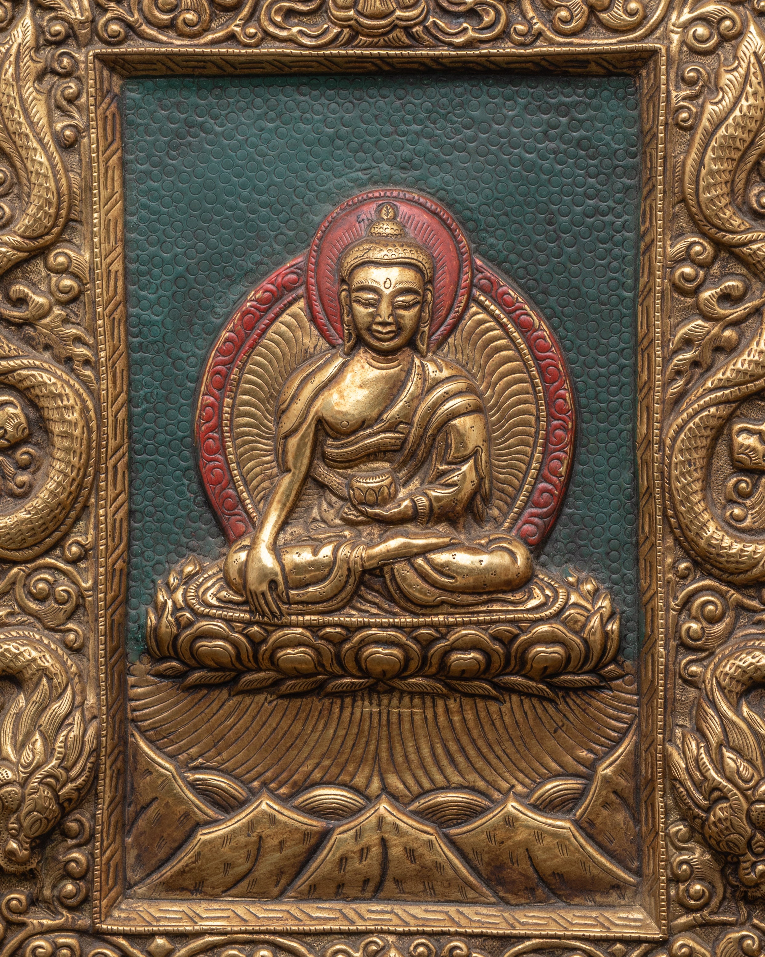 Shakyamuni Buddha Brass Wall Hanging | Buddhist BrassThangka