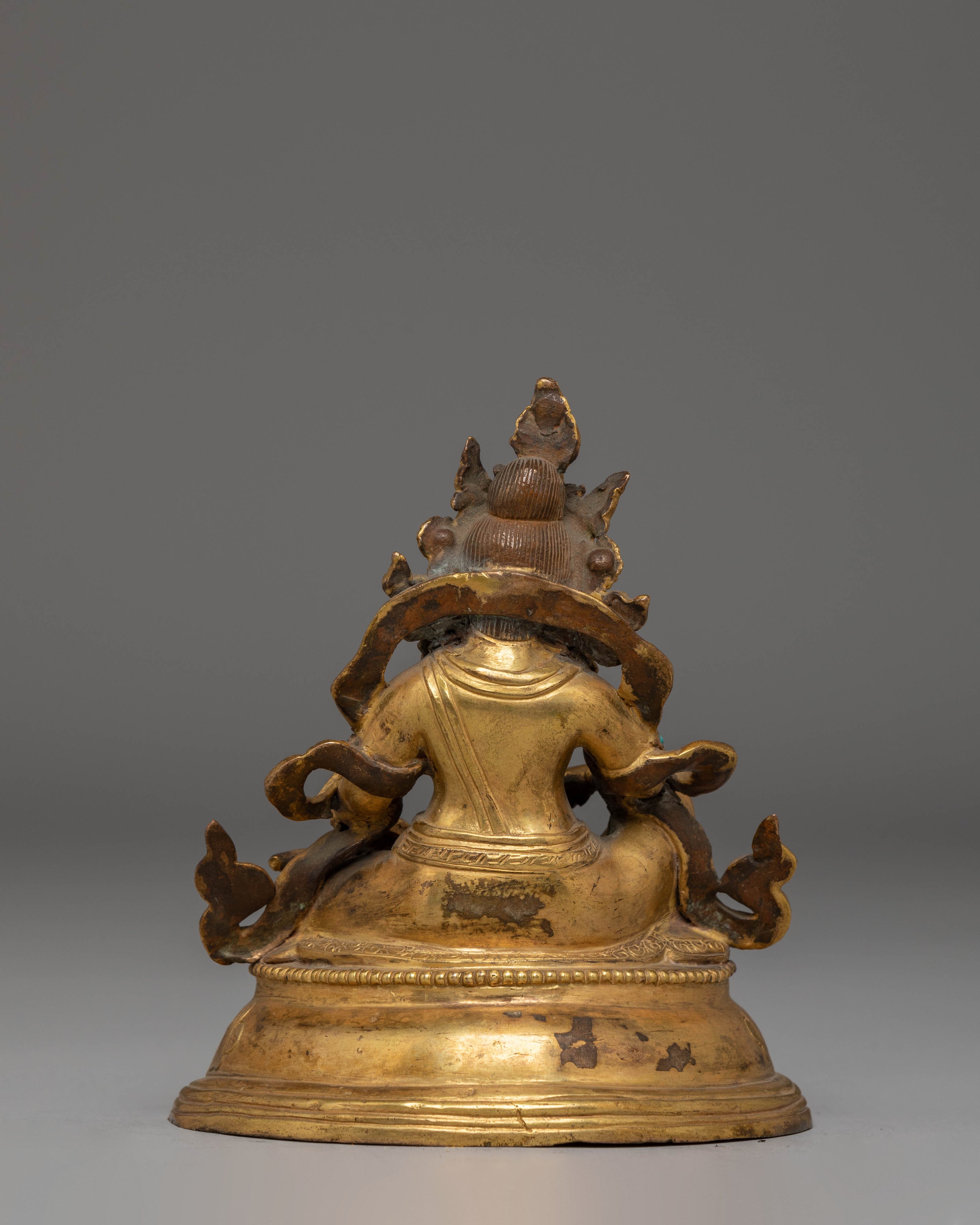 Handcrafted Copper Sculpture of Dzambhala for Altar and Dharma Decor