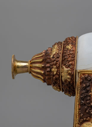 Tibetan Buddhist Offering Conch | Handcrafted Sankha Ritual Shell