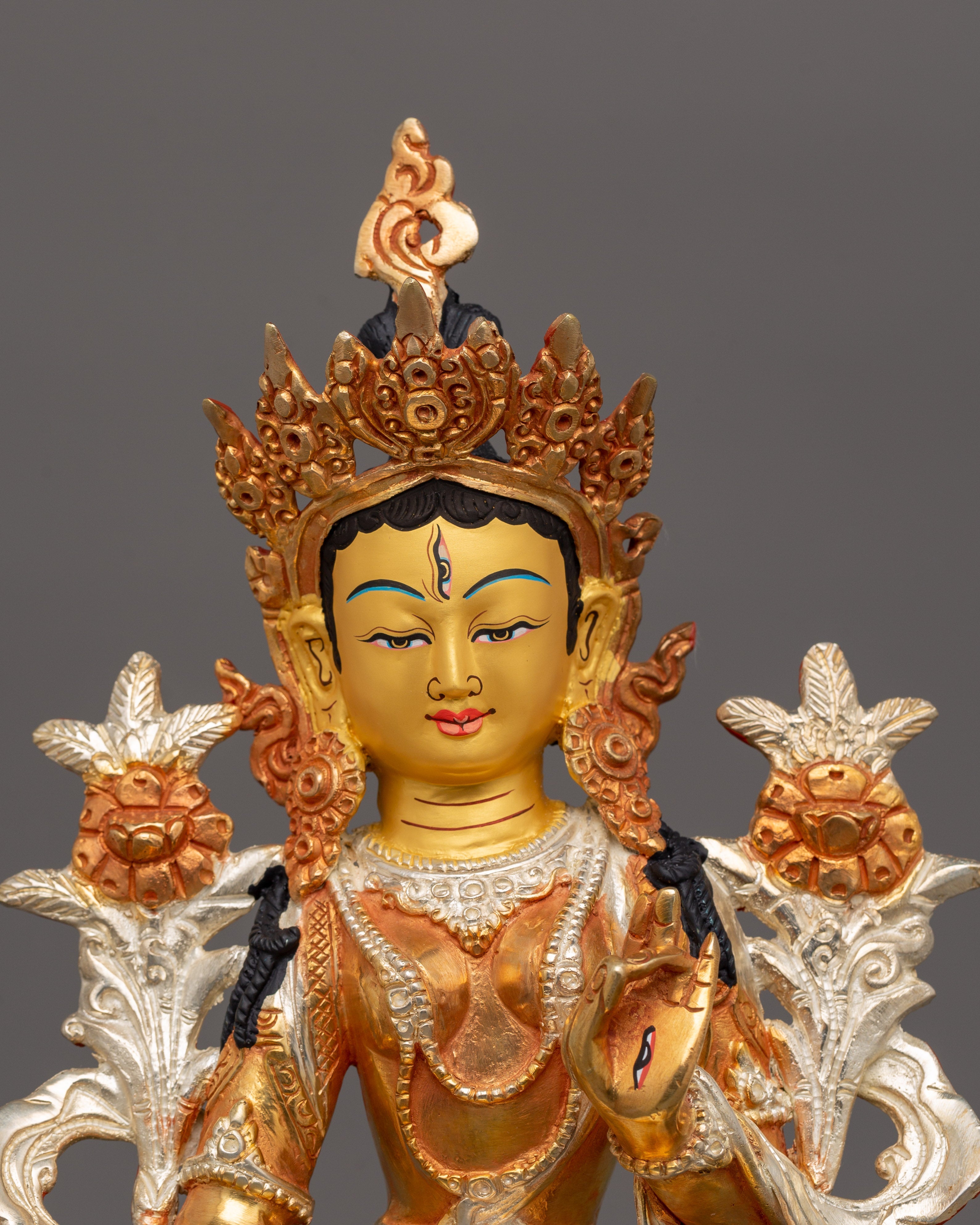 Handmade White Tara Goddess Statue | Tibetan Healing and Longevity Deity