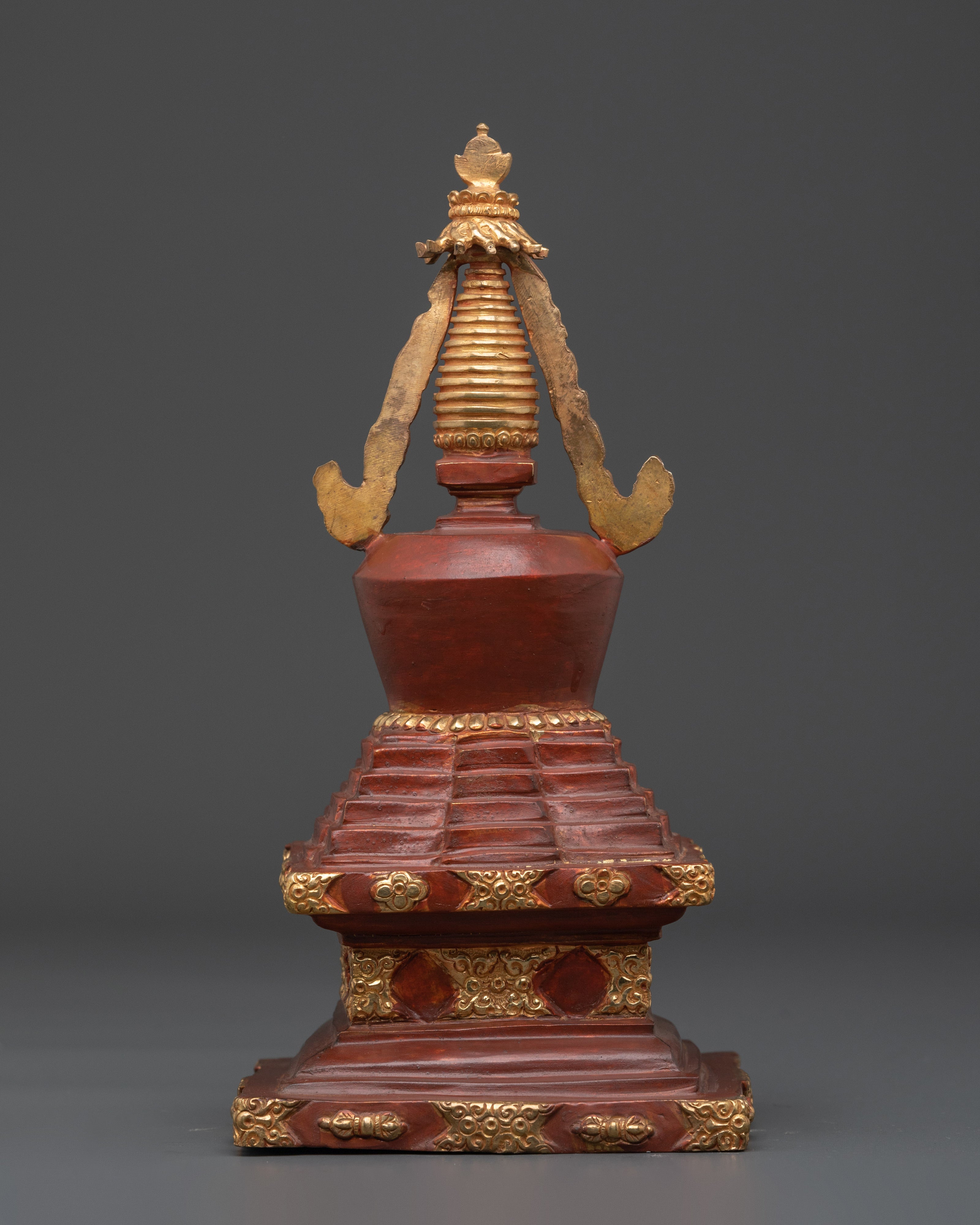 Tibetan Enlightenment Altar Stupa | Gold Plated Buddhist Shrine for Meditation