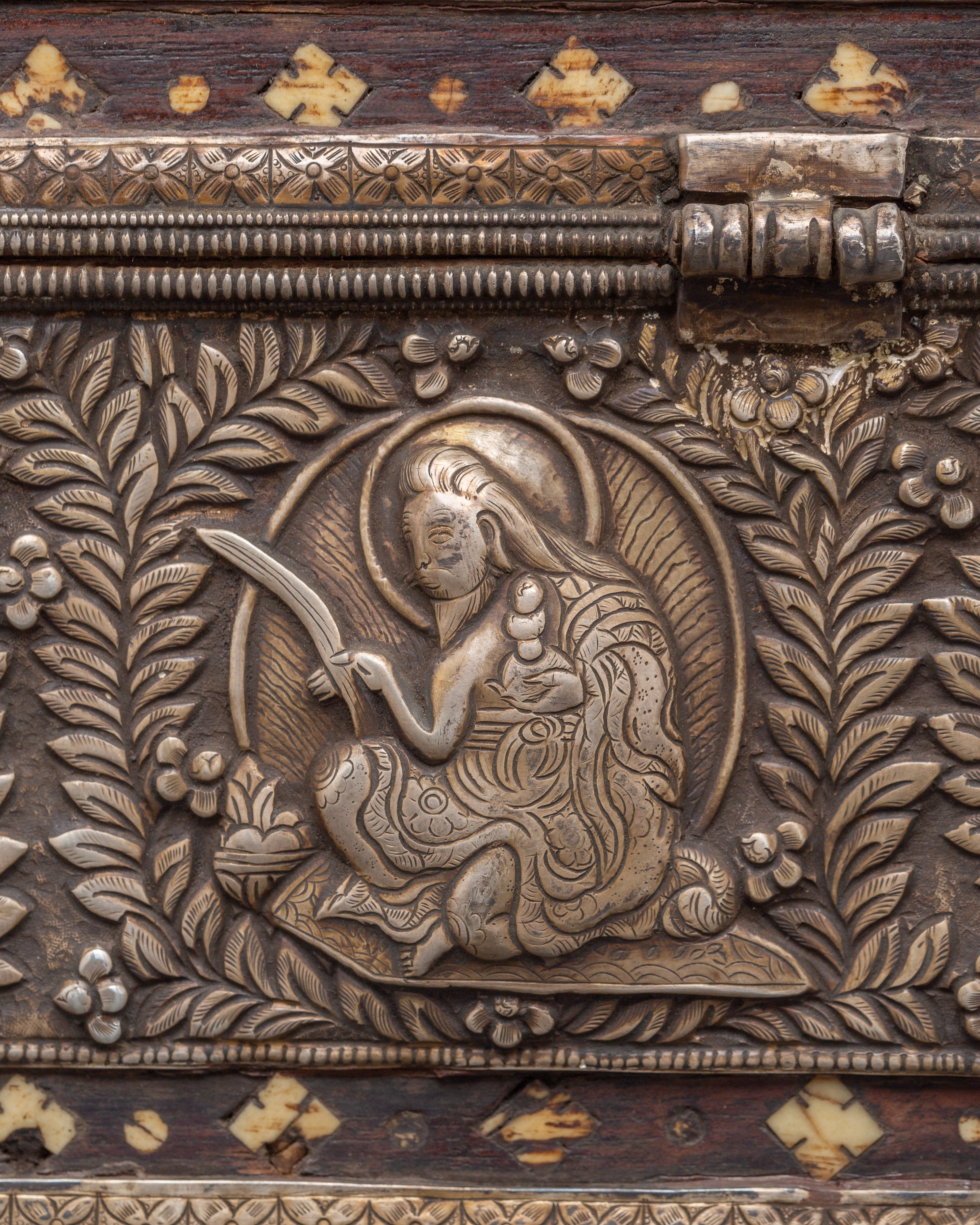 Pure Silver Treasure Box with Coral & Turquoise | Decorative Storage Box