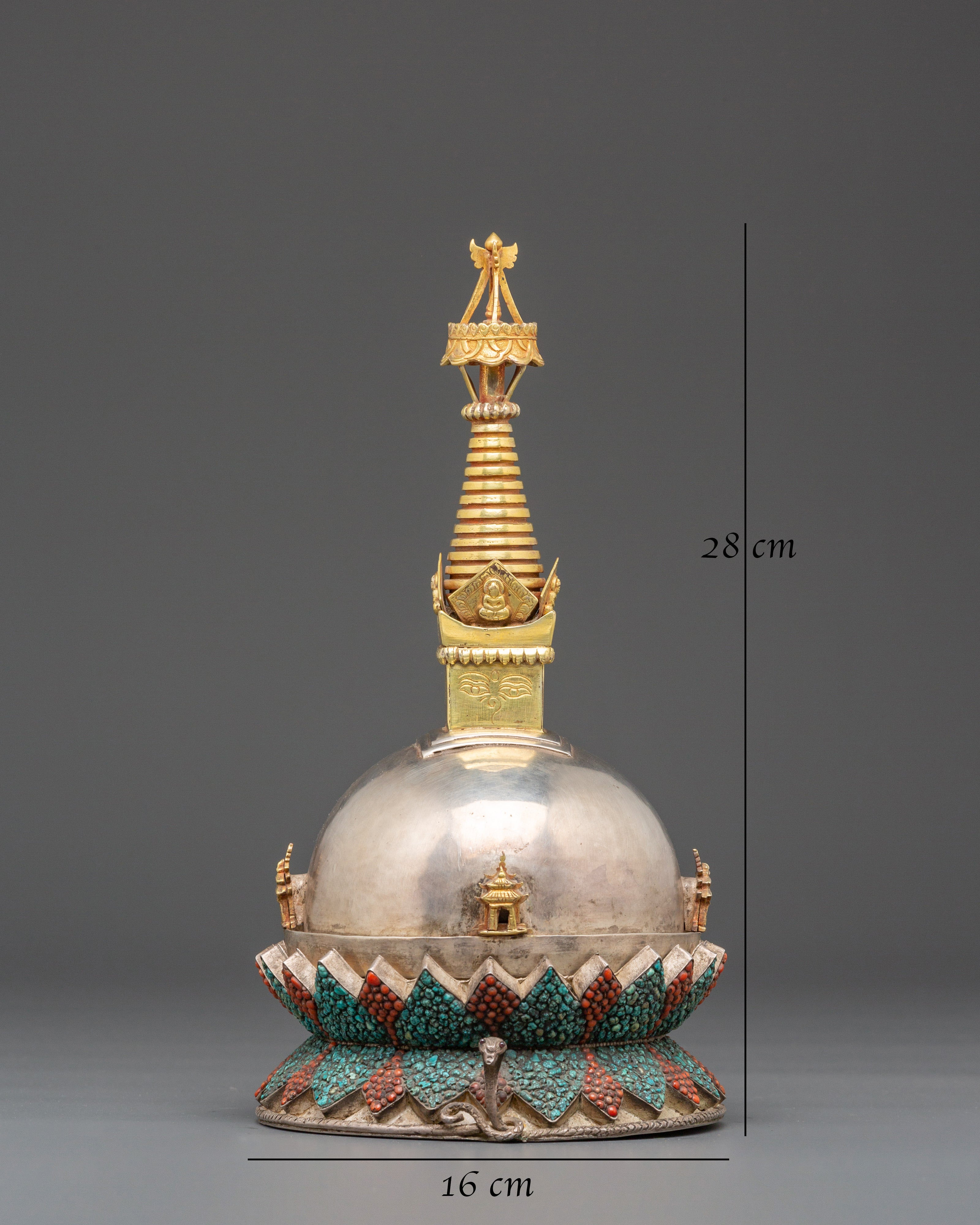 24k Gold Plated Tibetan Stupa | Symbol of Enlightenment