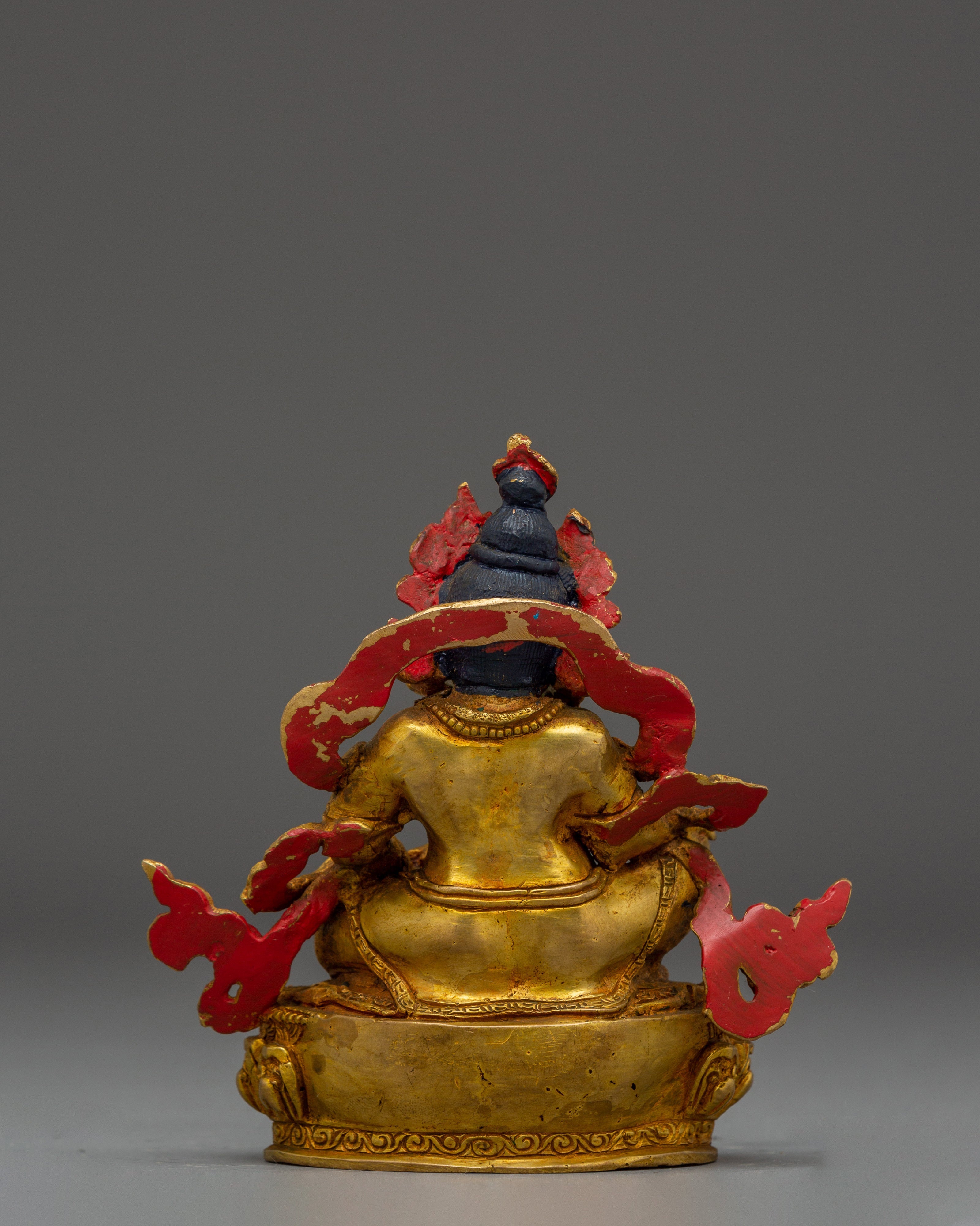 Sacred Dzambala Statue for Abundance | Copper Body, Gold Gilded, Acrylic Color