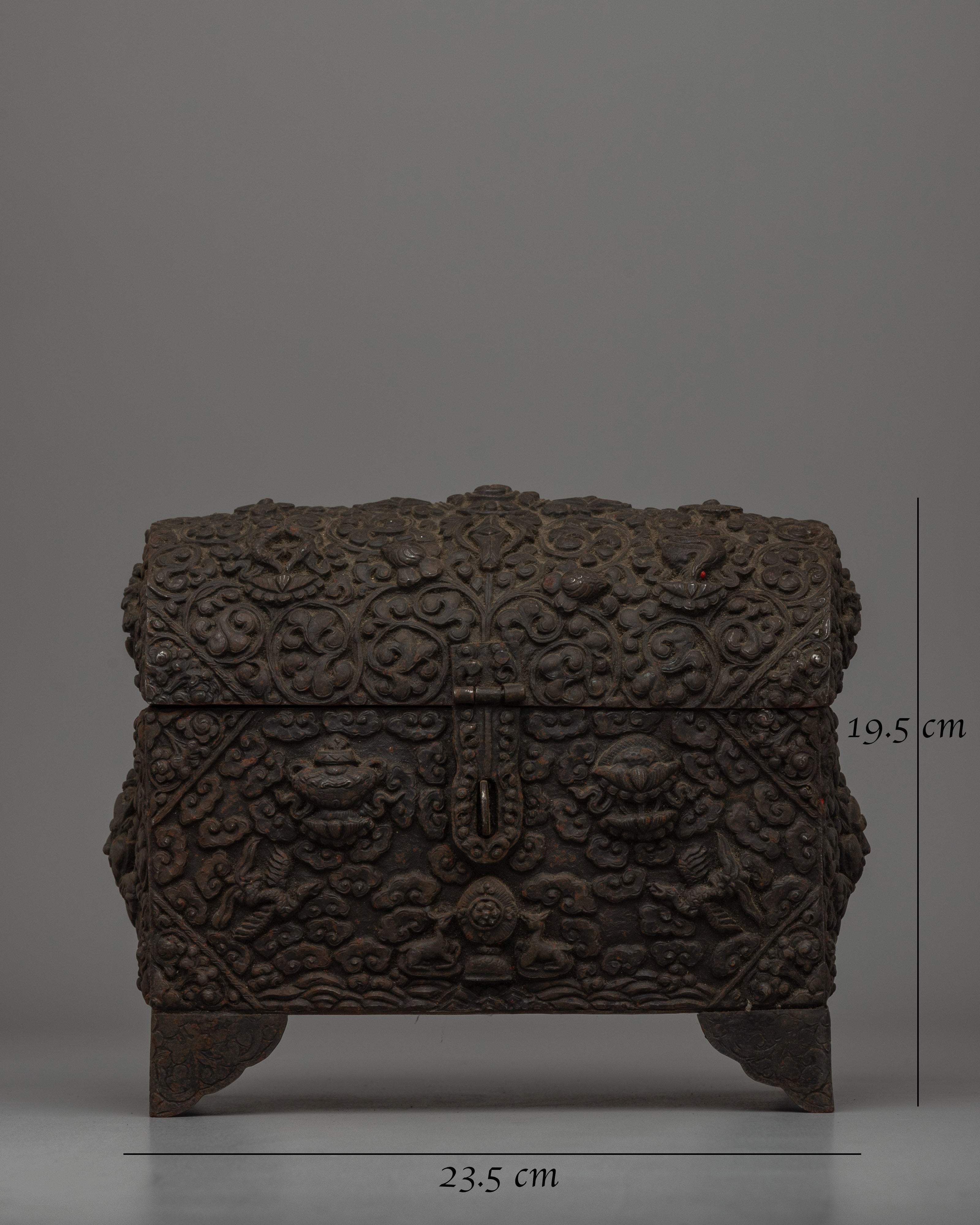 Hand-Carved Tibetan Treasure Box | Sacred Ritual Chest