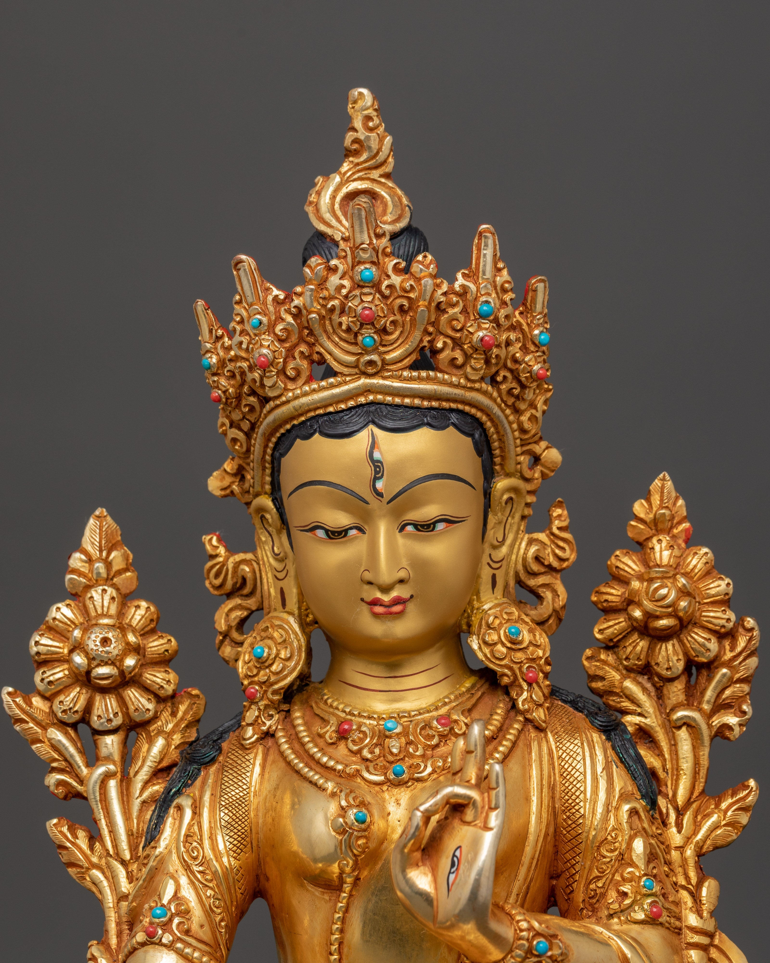 Handcrafted Copper Body White Tara Statue | Goddess of Compassion