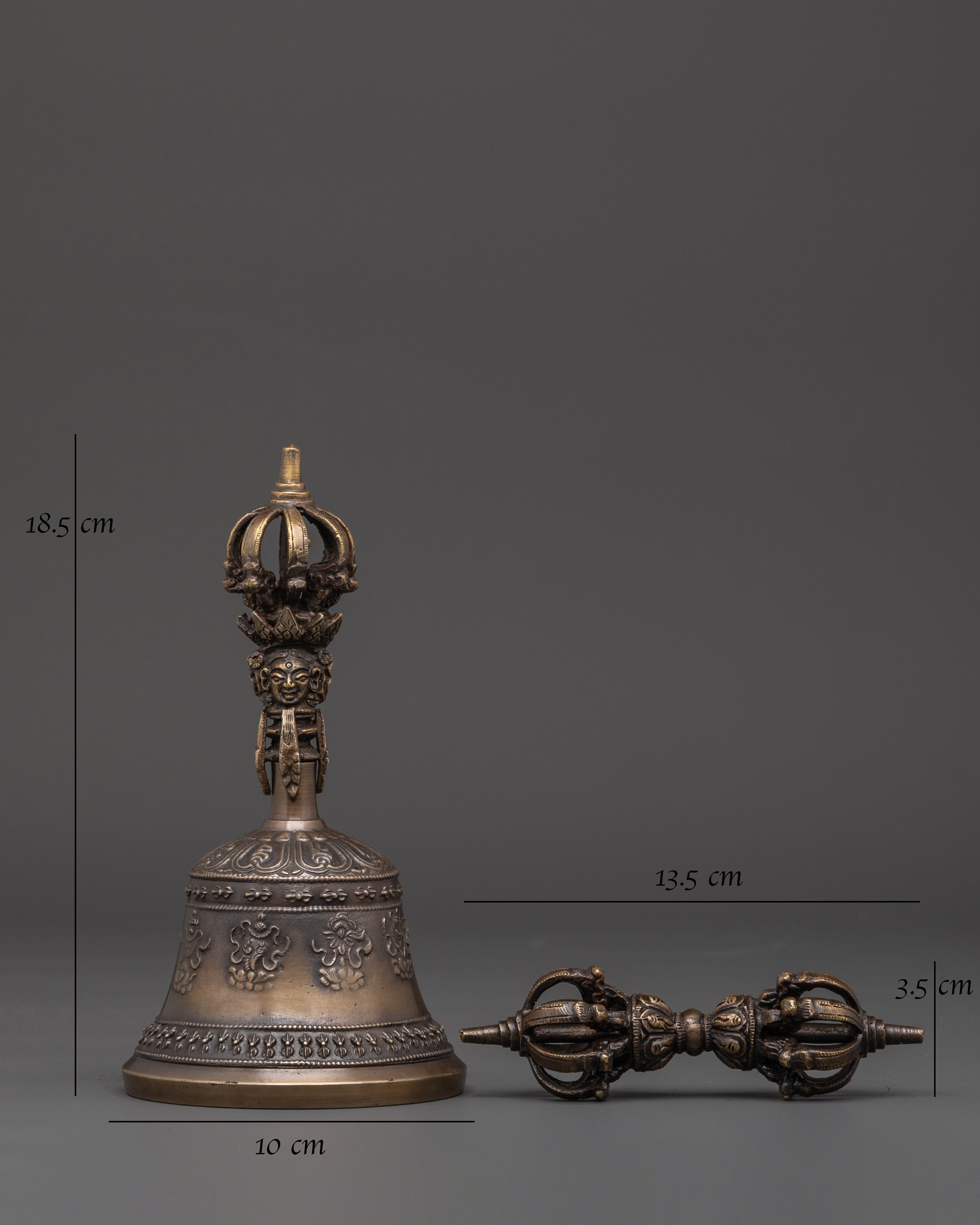 Brass Vajra And Bell With Cover | Buddhist Ritual Instruments