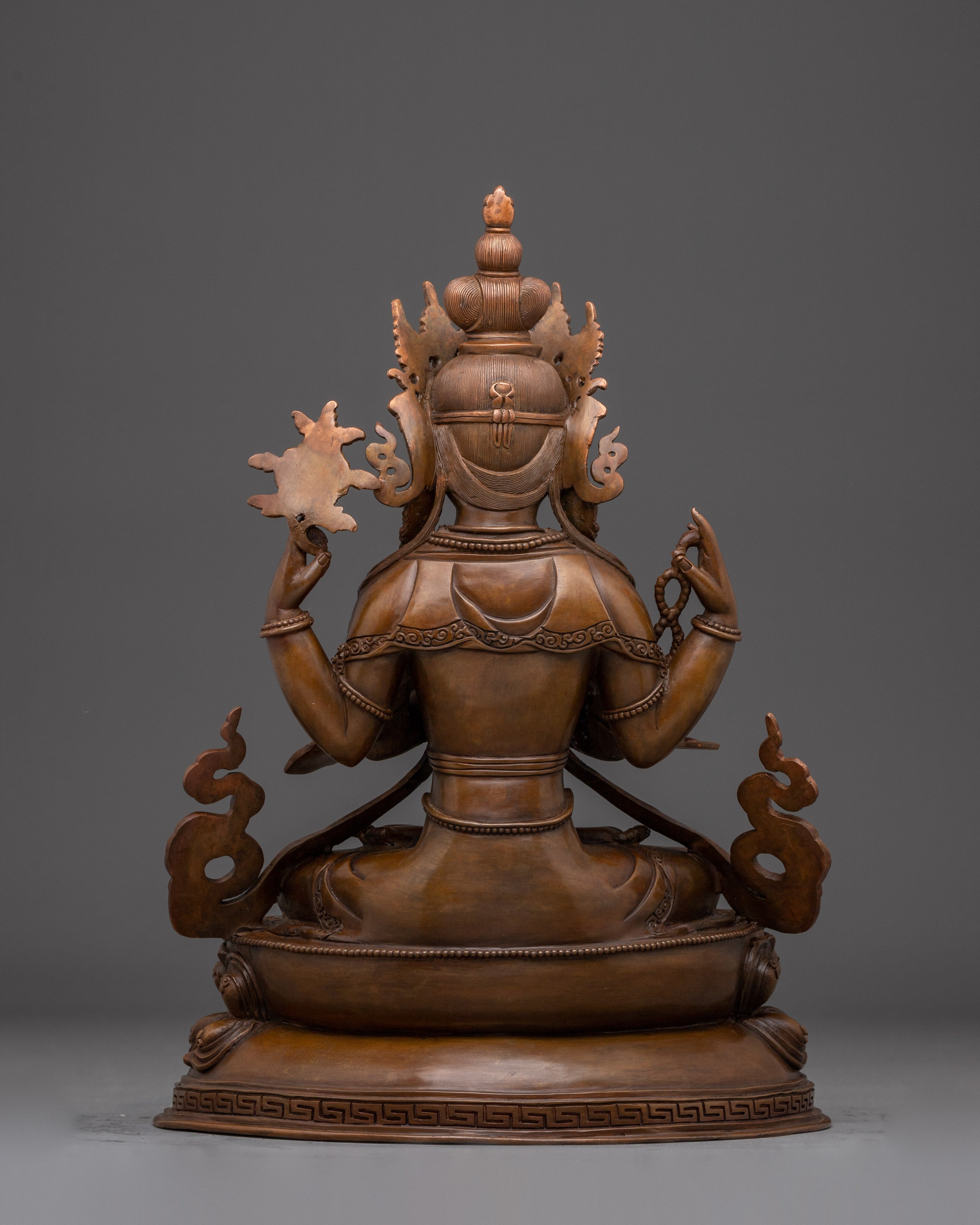 Oxidized Copper Avalokiteshvara Buddha of Compassion | Ideal for Healing, Meditation Spaces