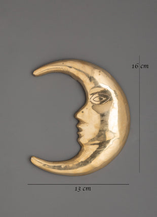 Brass Crescent Moon Wall Hanging | Decor for Spiritual and Home Harmony