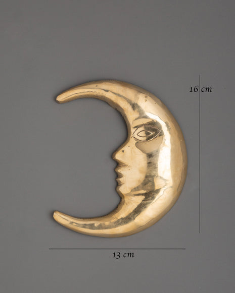 Brass Crescent Moon Wall Hanging | Decor for Spiritual and Home Harmony