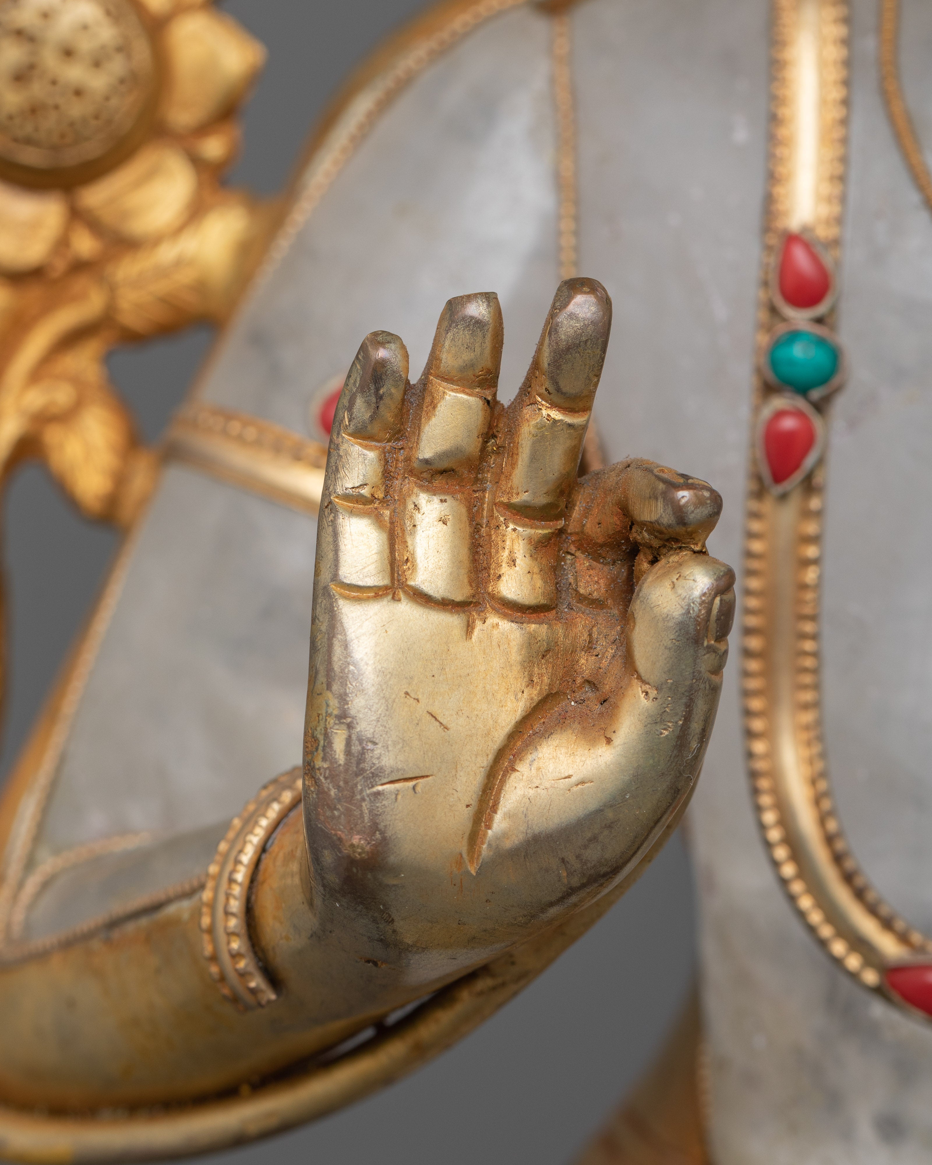 Crystal Avalokiteshvara Statue | Handcrafted  and Gold Electroplated Art