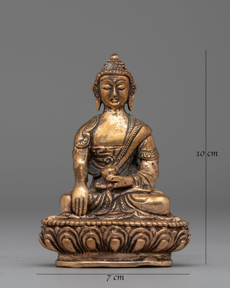 Shakyamuni Buddha Sculpture in Gold-Plated Copper | Ideal for Meditation & Home Altar