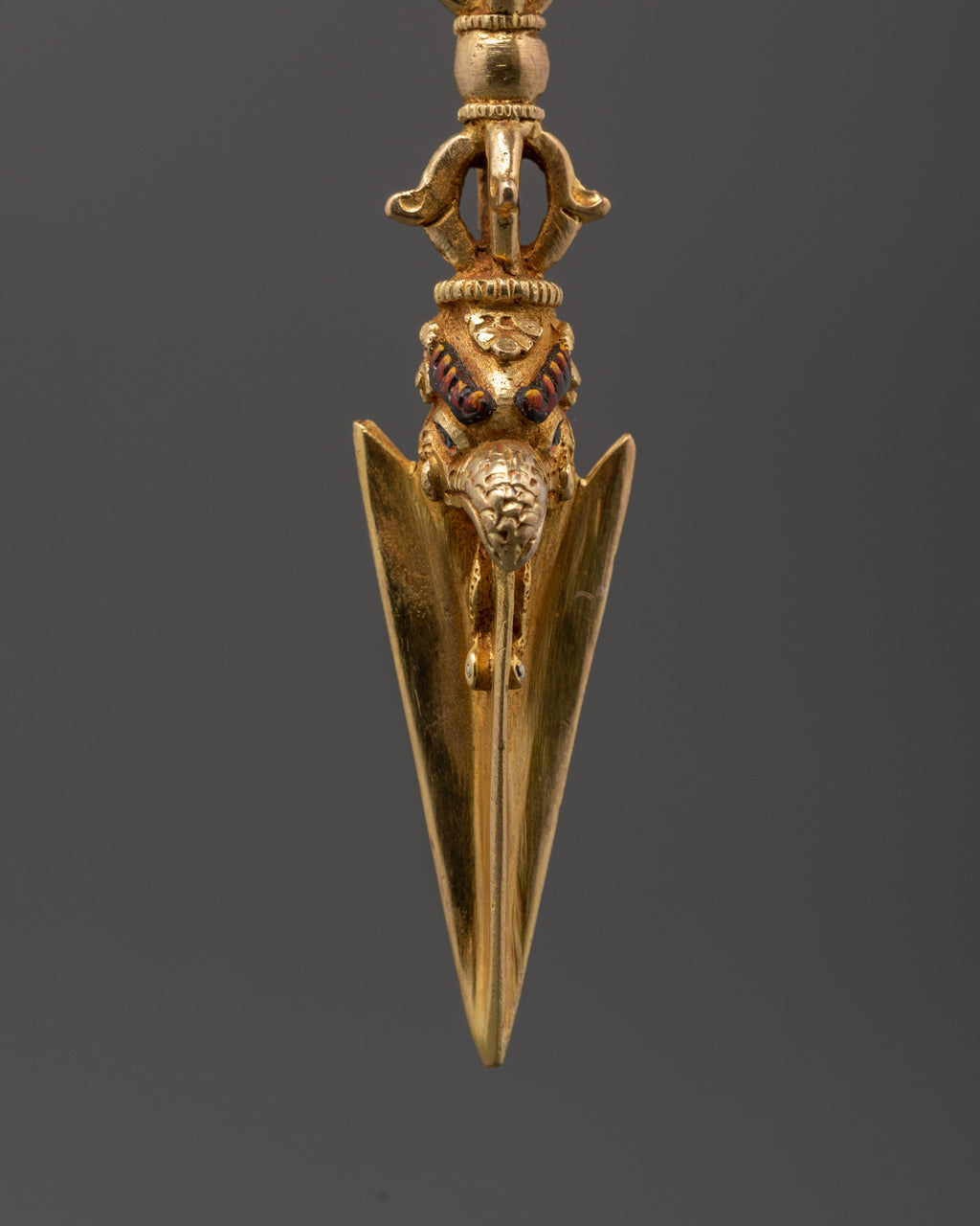 Tibet Ritual Dagger Tibetan Shrine Ritual Dagger Phurba | Gold Plated Copper Vajrayana Shr
