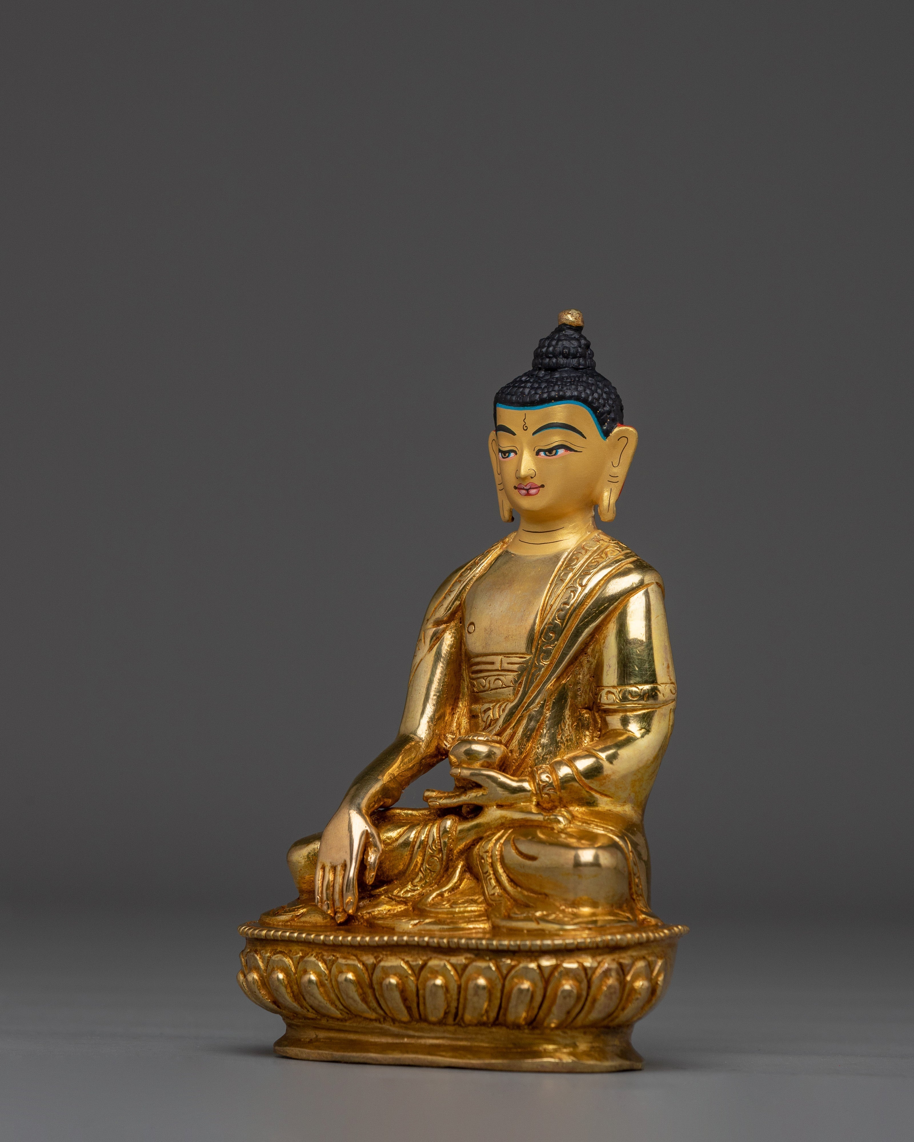 Shakyamuni Buddha Enlightened Presence Statue | 24K Gold Gilded Buddhist Sculpture