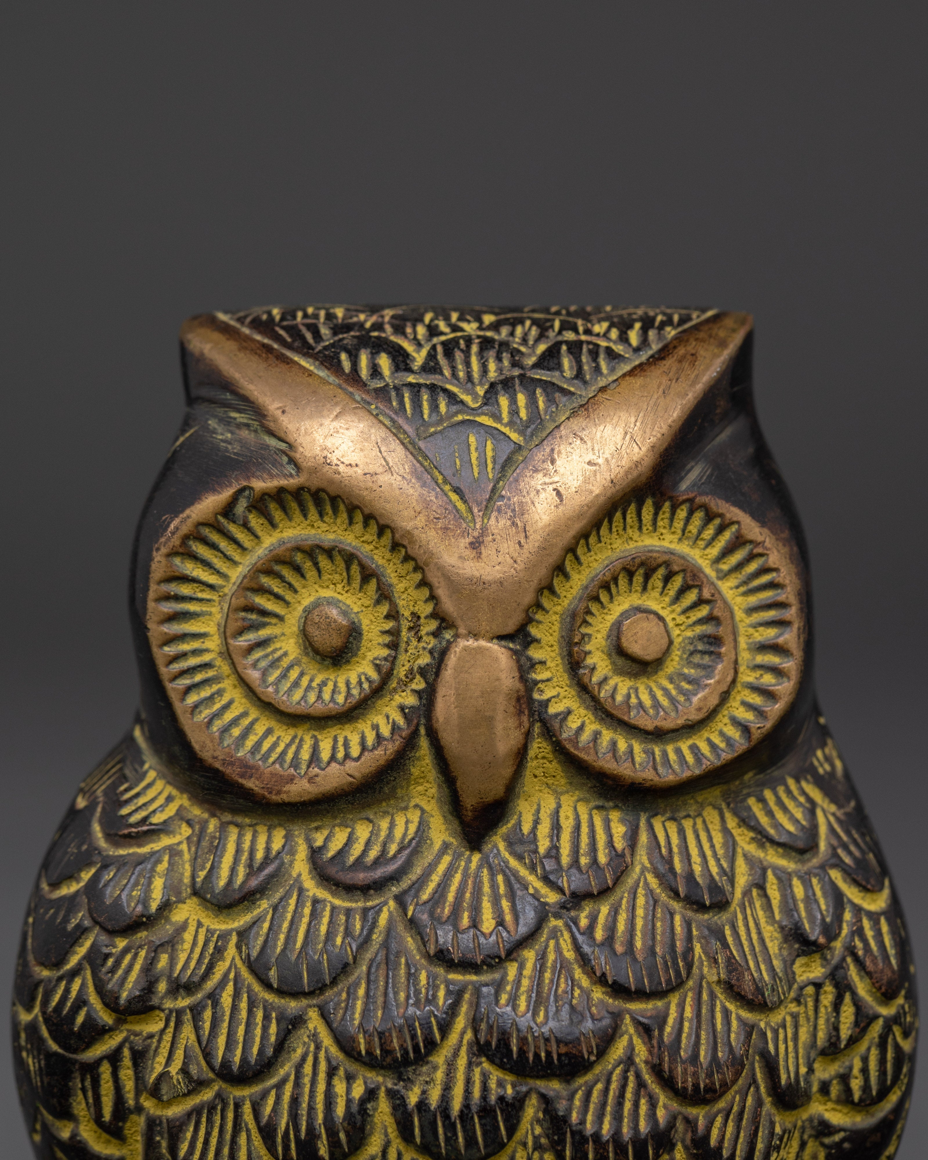 Tibetan Owl Symbol Sculpture | Handcrafted Brass Owl Figurine