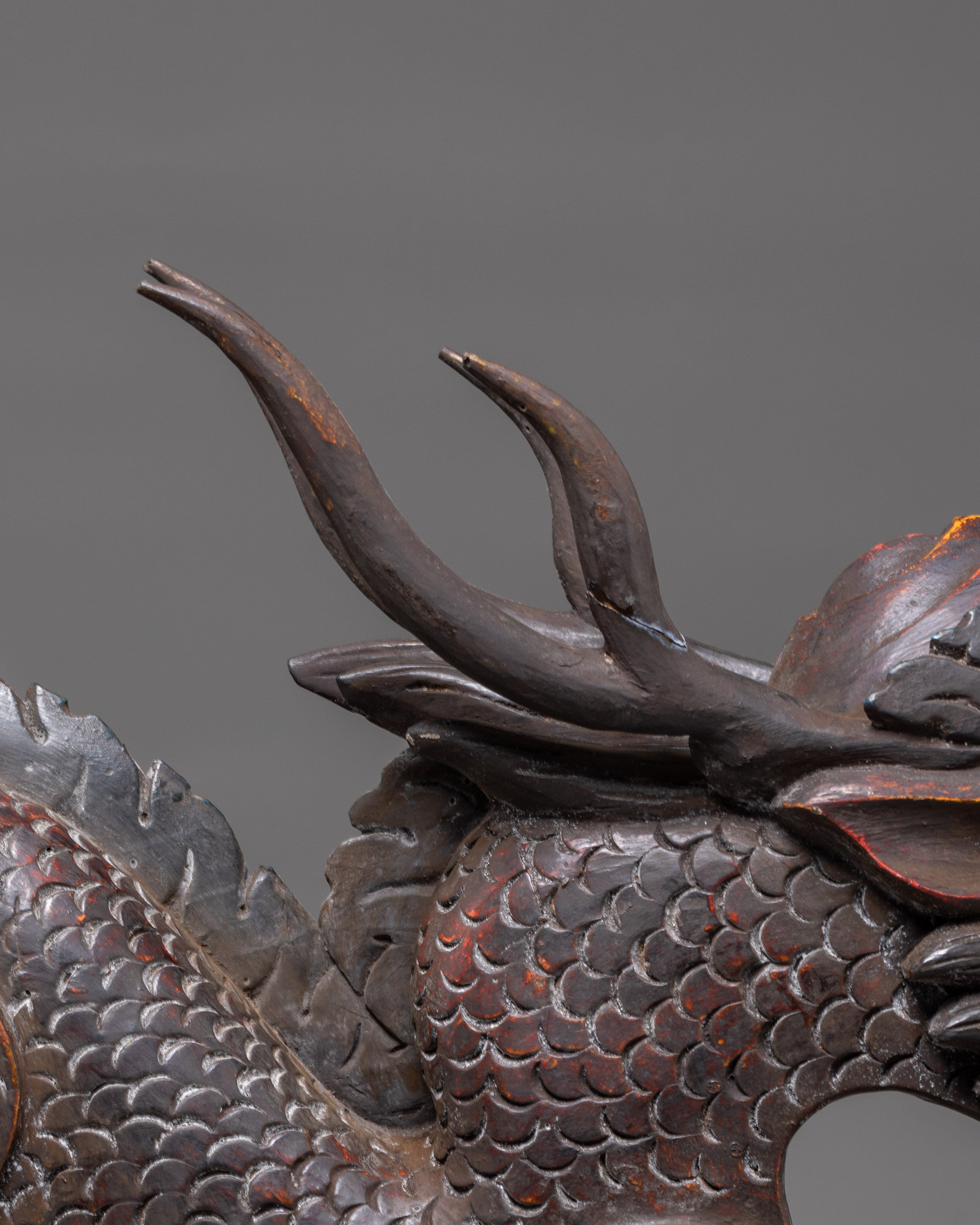 Tibetan Dragon Wooden Sculpture | Symbol of Strength and Prosperity