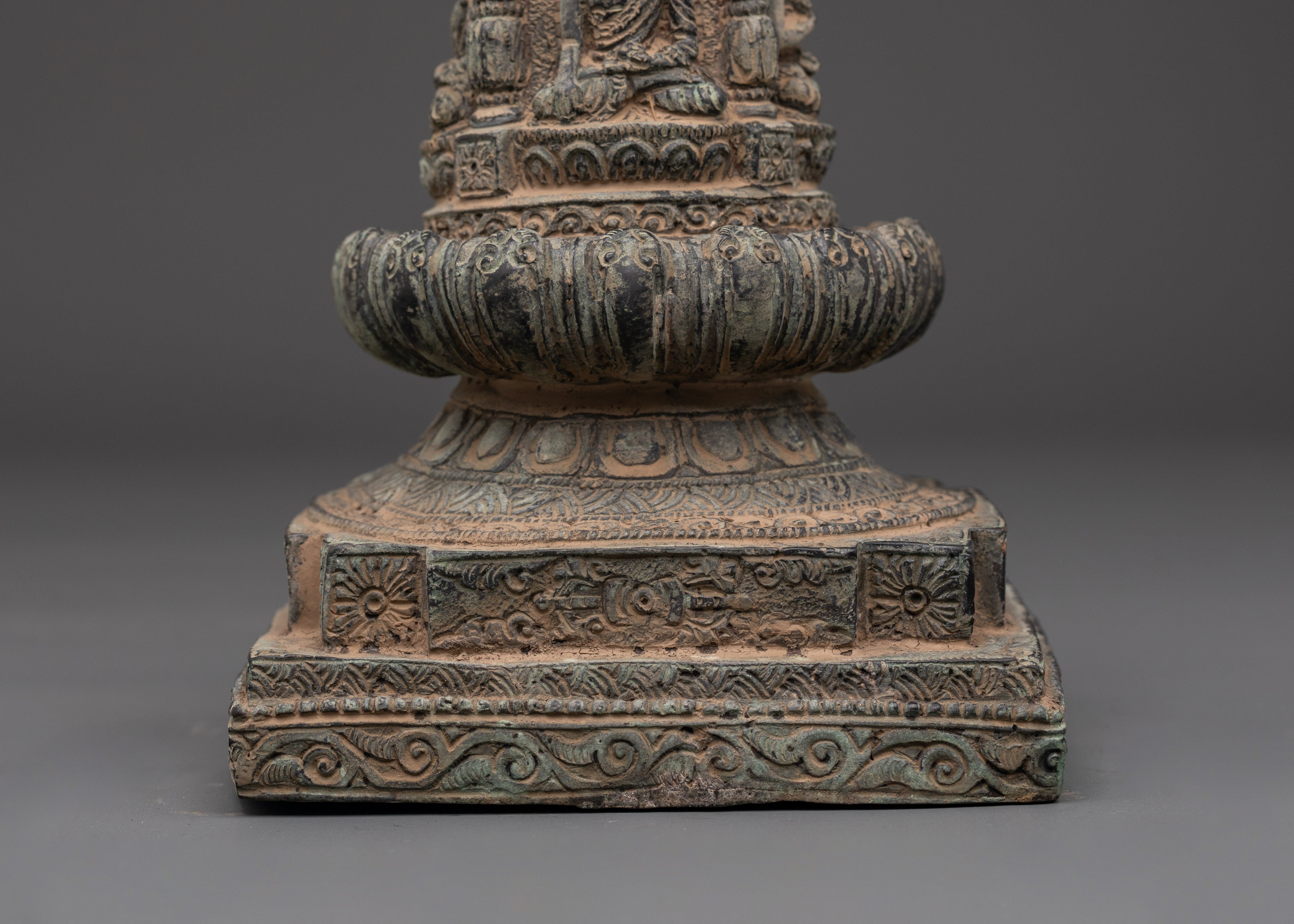 Handmade Ceremonial Buddhist Stupa | Copper Ritual Offering Sculpture for Meditation
