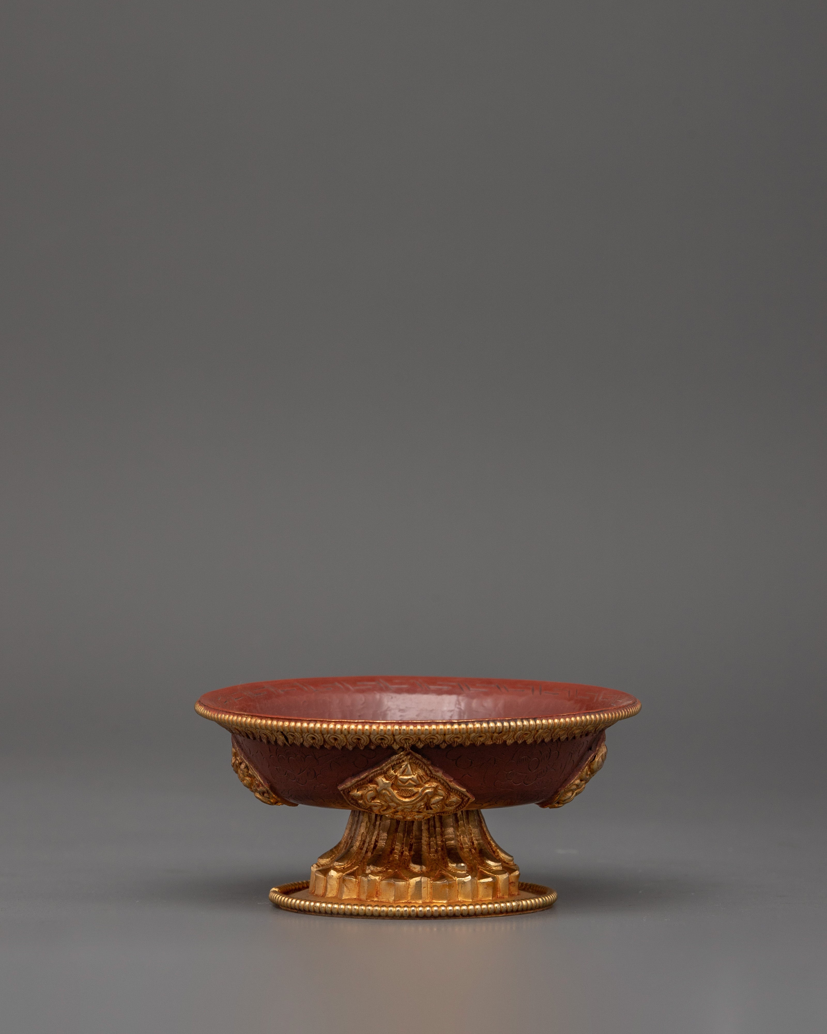 Gold-Plated Copper Serkyem Set |  Tibetan Tea Offering Vessel