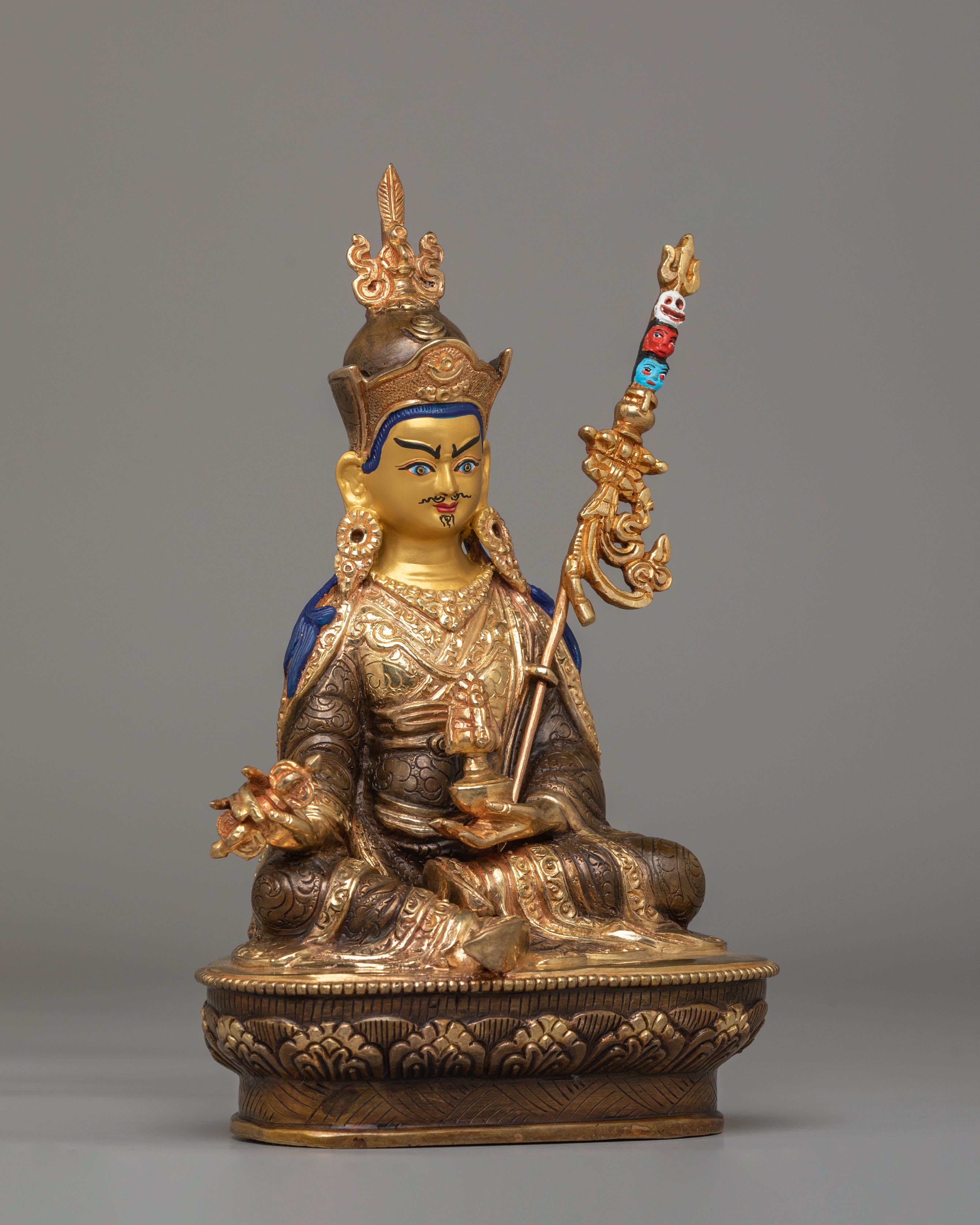 24k Gold Glided Statue of Guru Rinpoche | Divine Representation of Wisdom