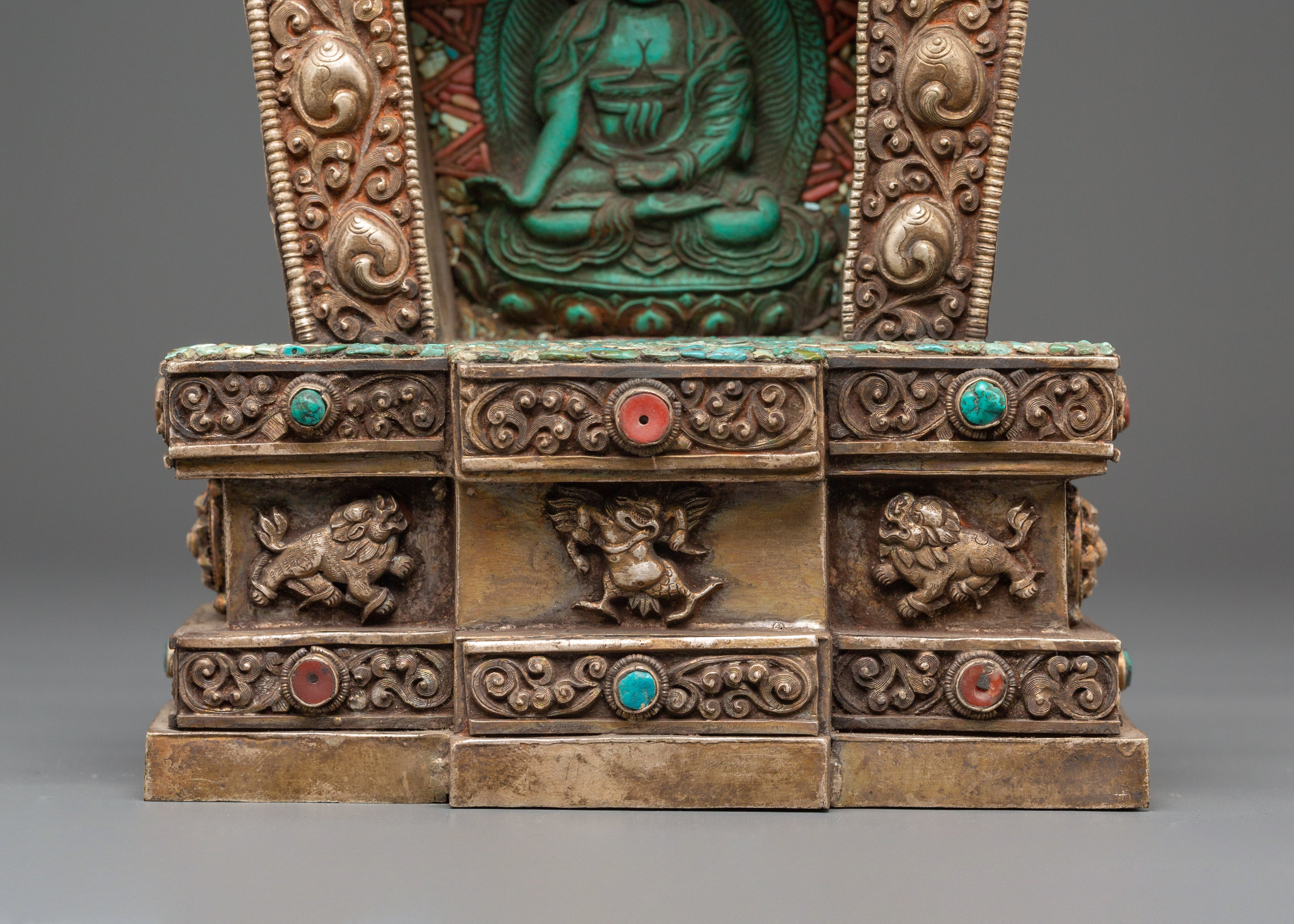 Tibetan Ghau Box with Buddha Sculpture | Handmade Relic Box for Spiritual Collectibles