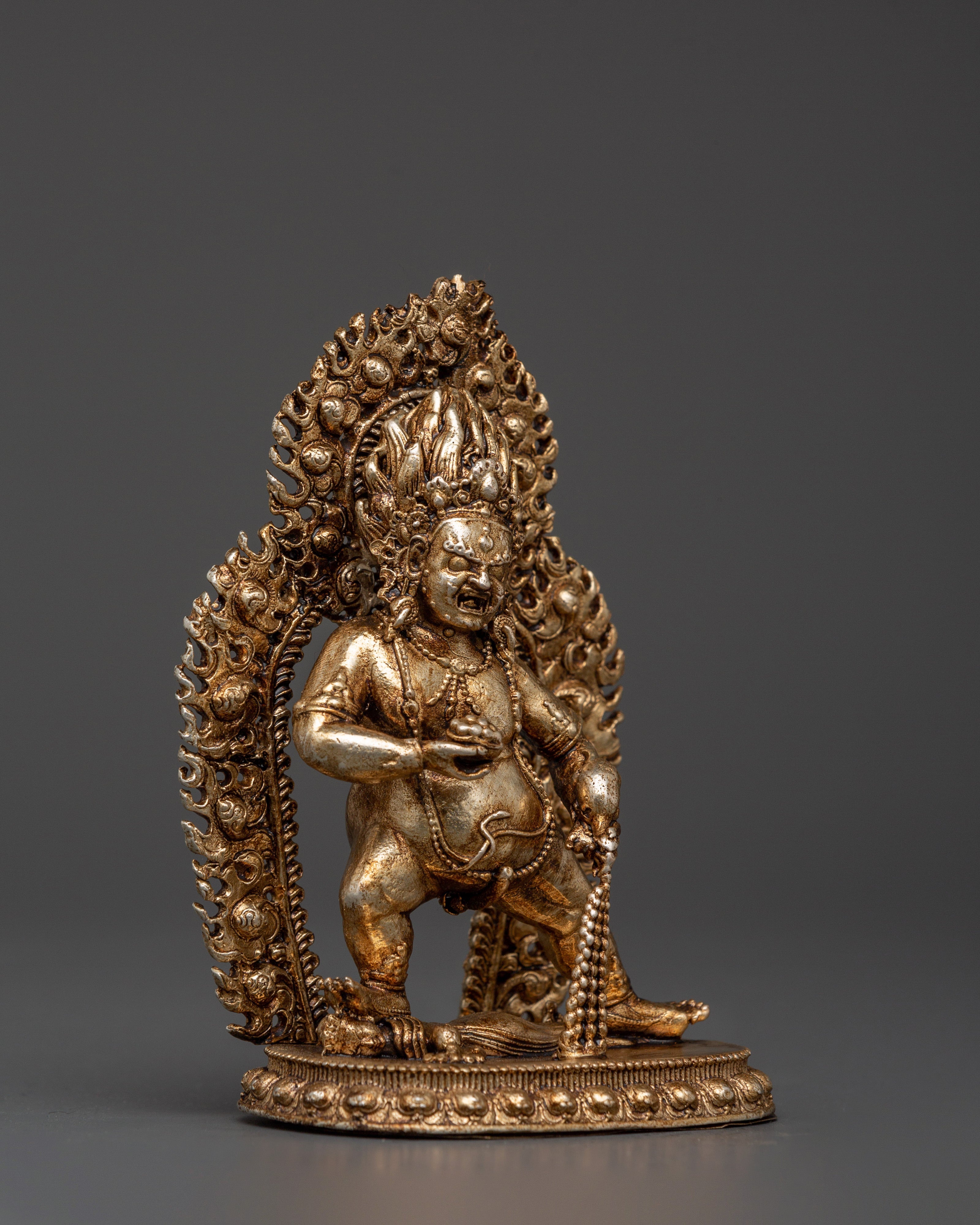Black Dzambhala Tibetan Wealth Deity Statue | Copper Buddhist Sculpture for Home Decor
