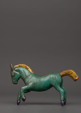 Turquoise Decorative Horse Statue | Handcrafted Decor Symbolizing Strength