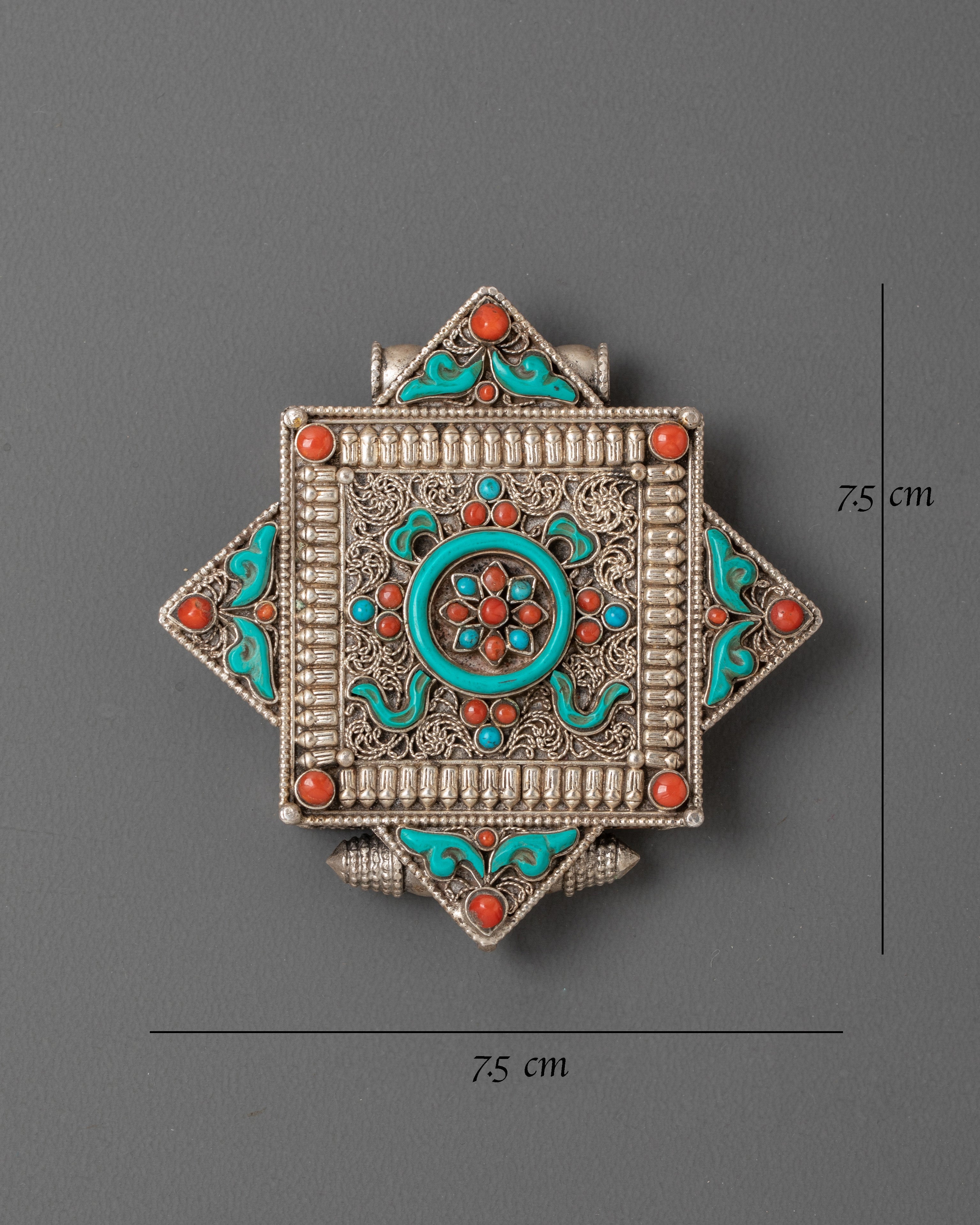 Flower Locket With Coral | Coral and Turquoise Locket