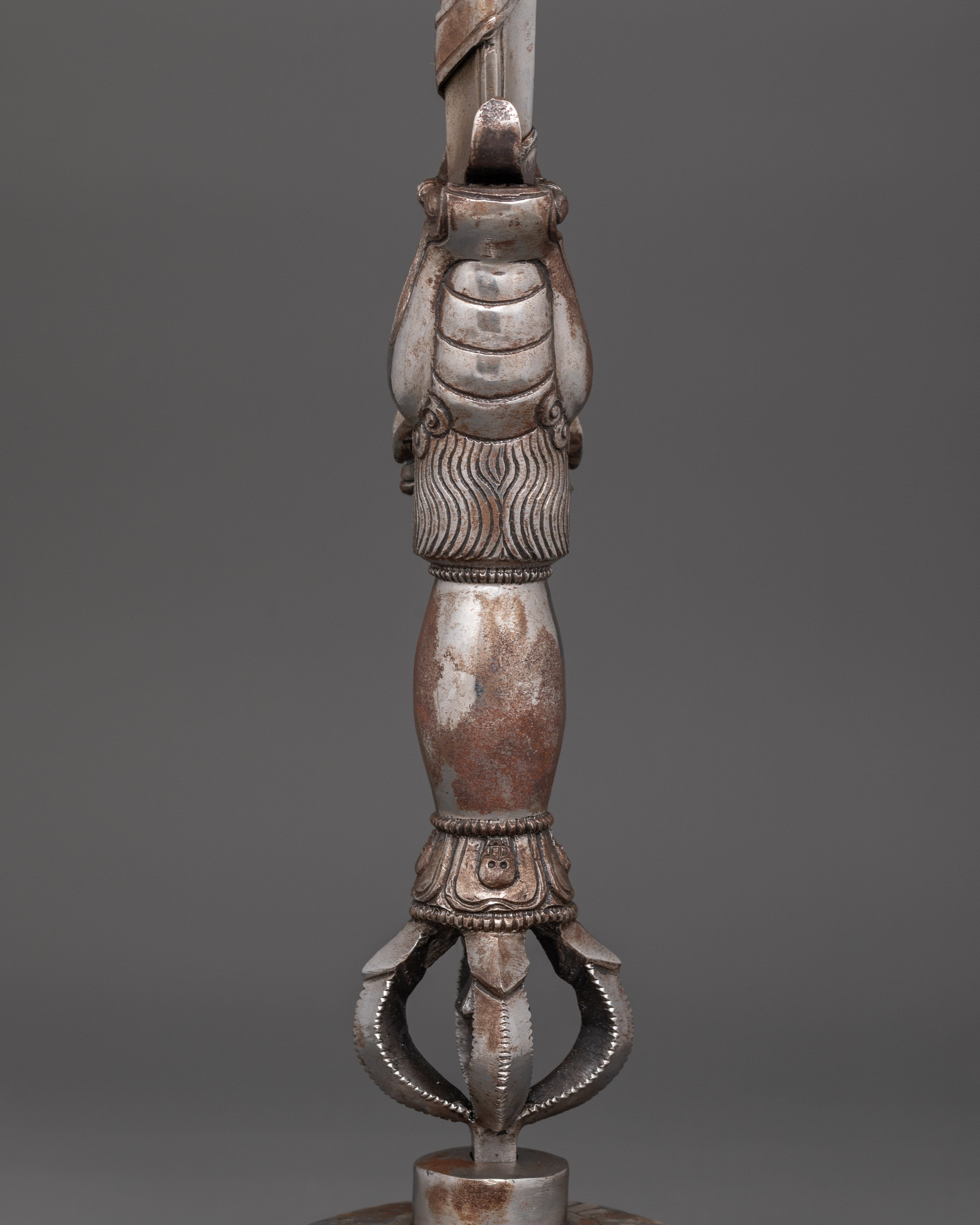 Dragon-Head Ritual Sword with Stand | Handcrafted Iron Blade