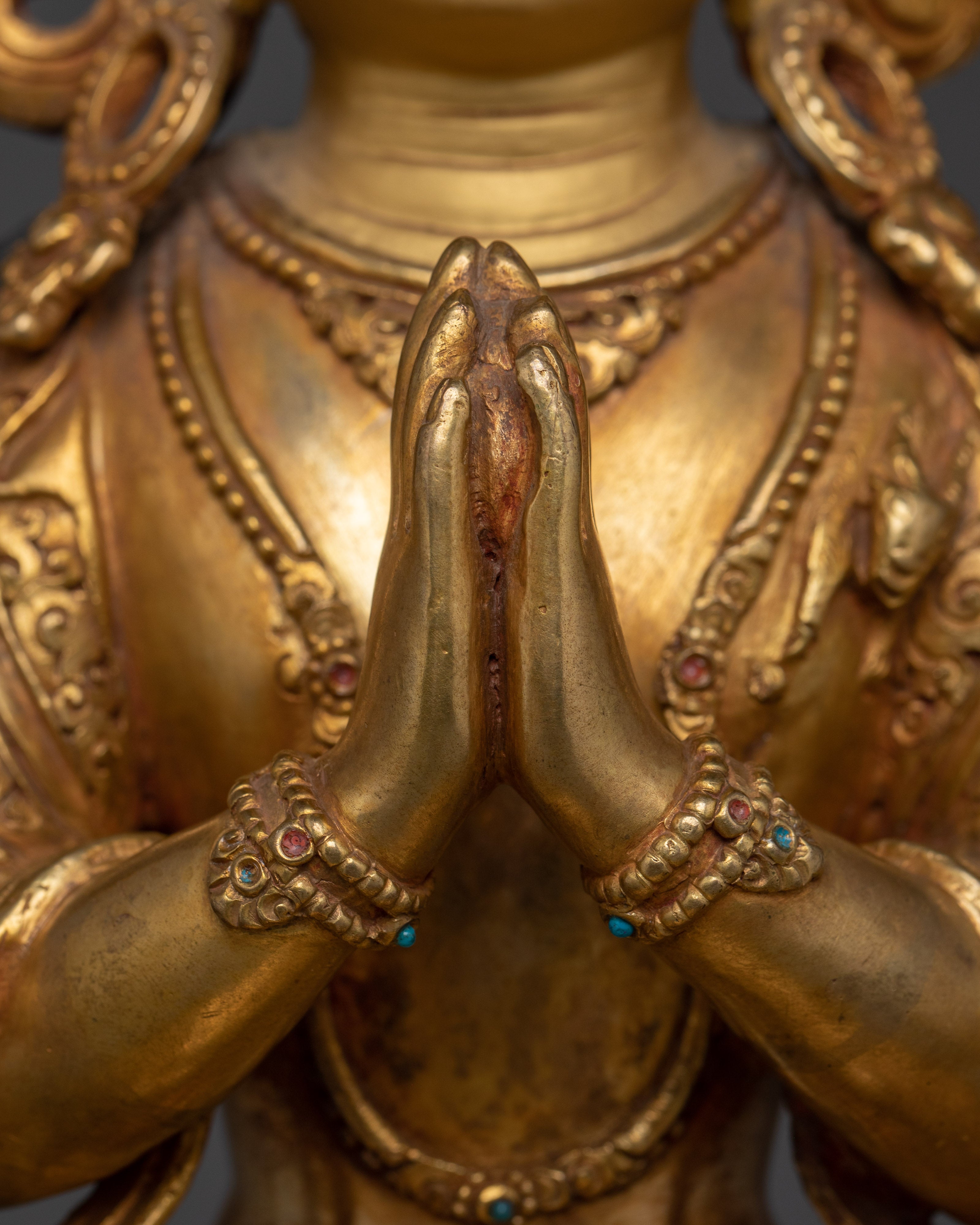 Copper Body Chenrezig Statue | Compassion Bodhisattva for Meditation Altar