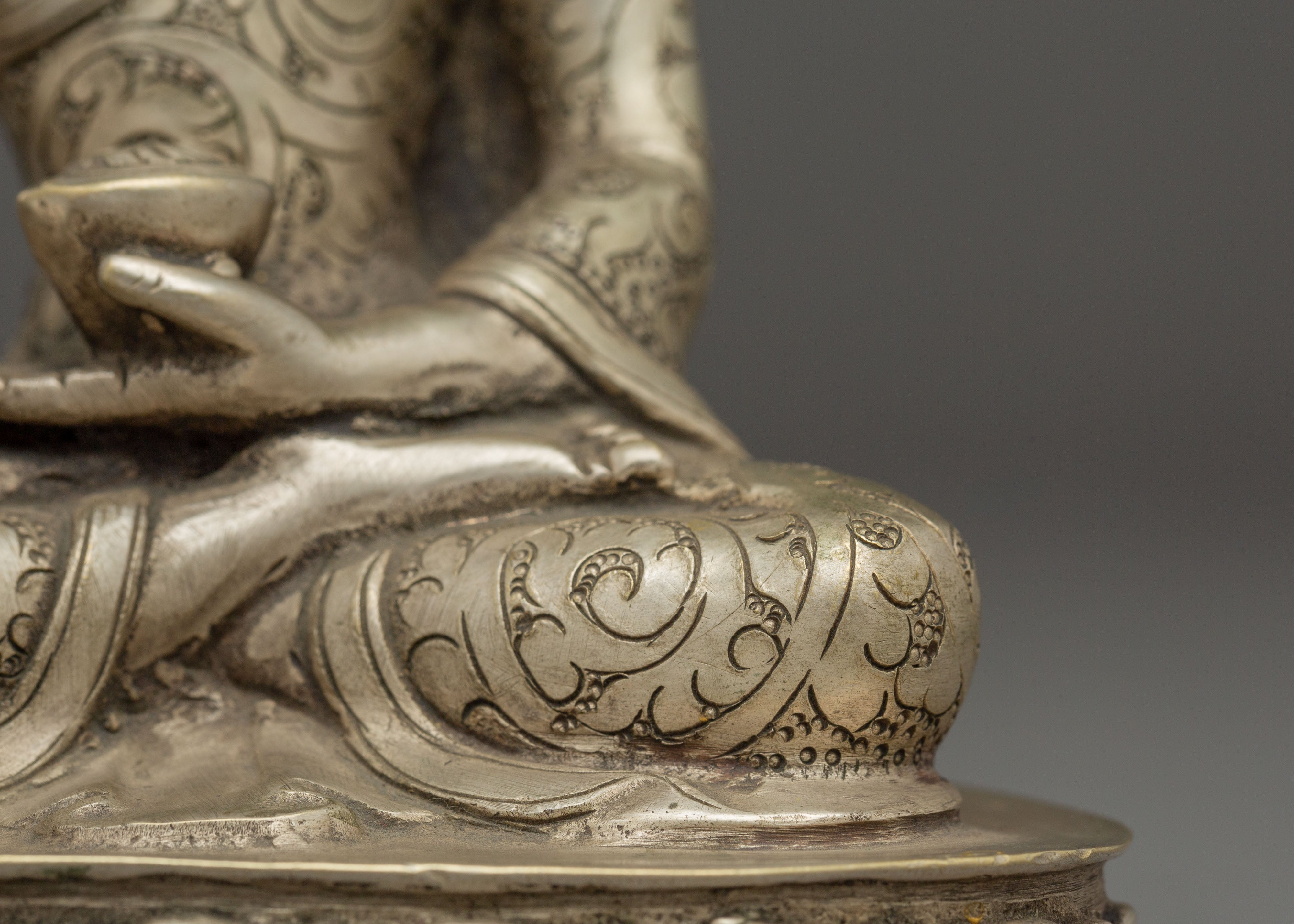 Handcrafted Shakyamuni Buddha Silver Plated Statue | Sacred Decor