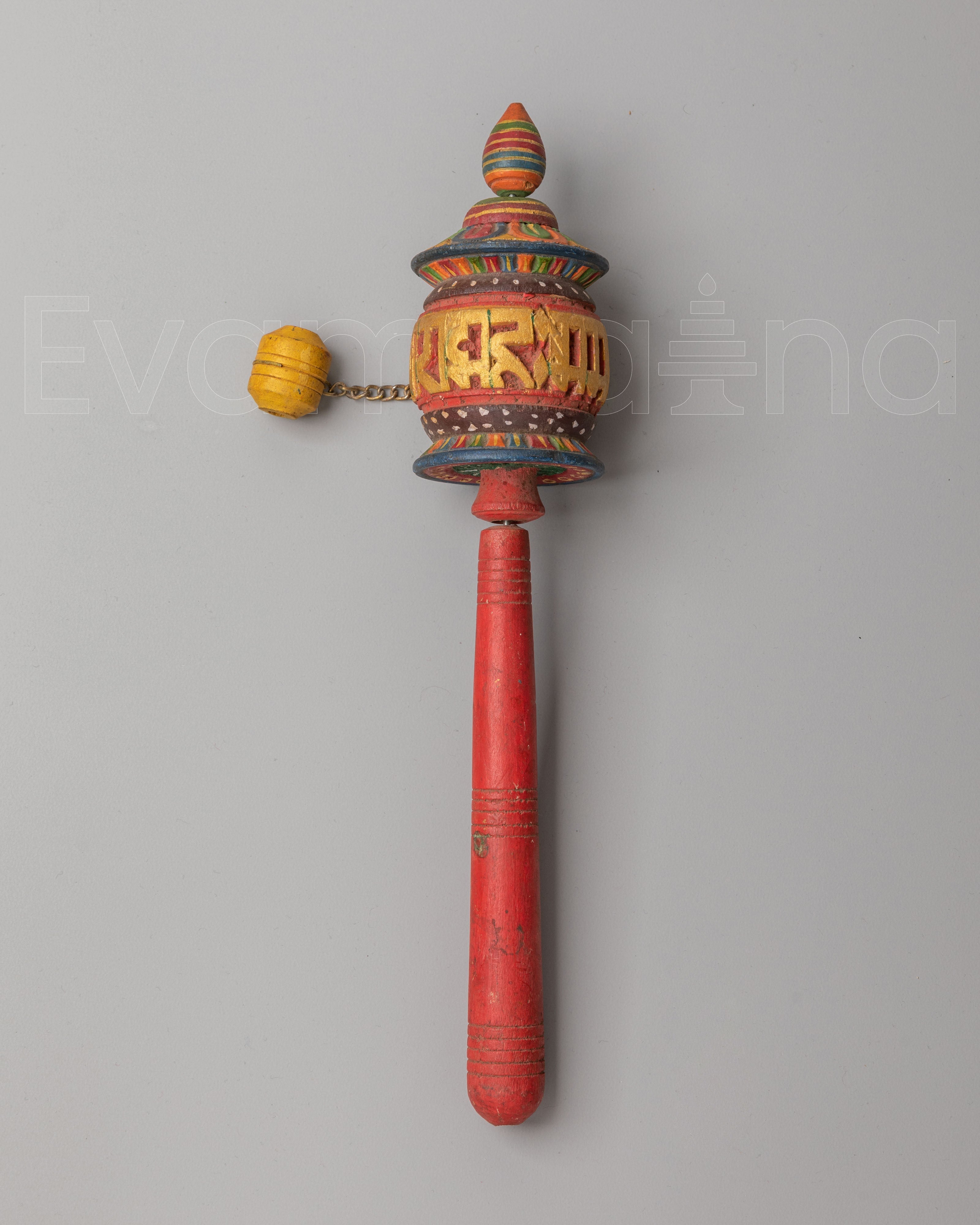 Handmade Wooden Buddhist Prayer Wheel | Tibetan Mantra Spinner