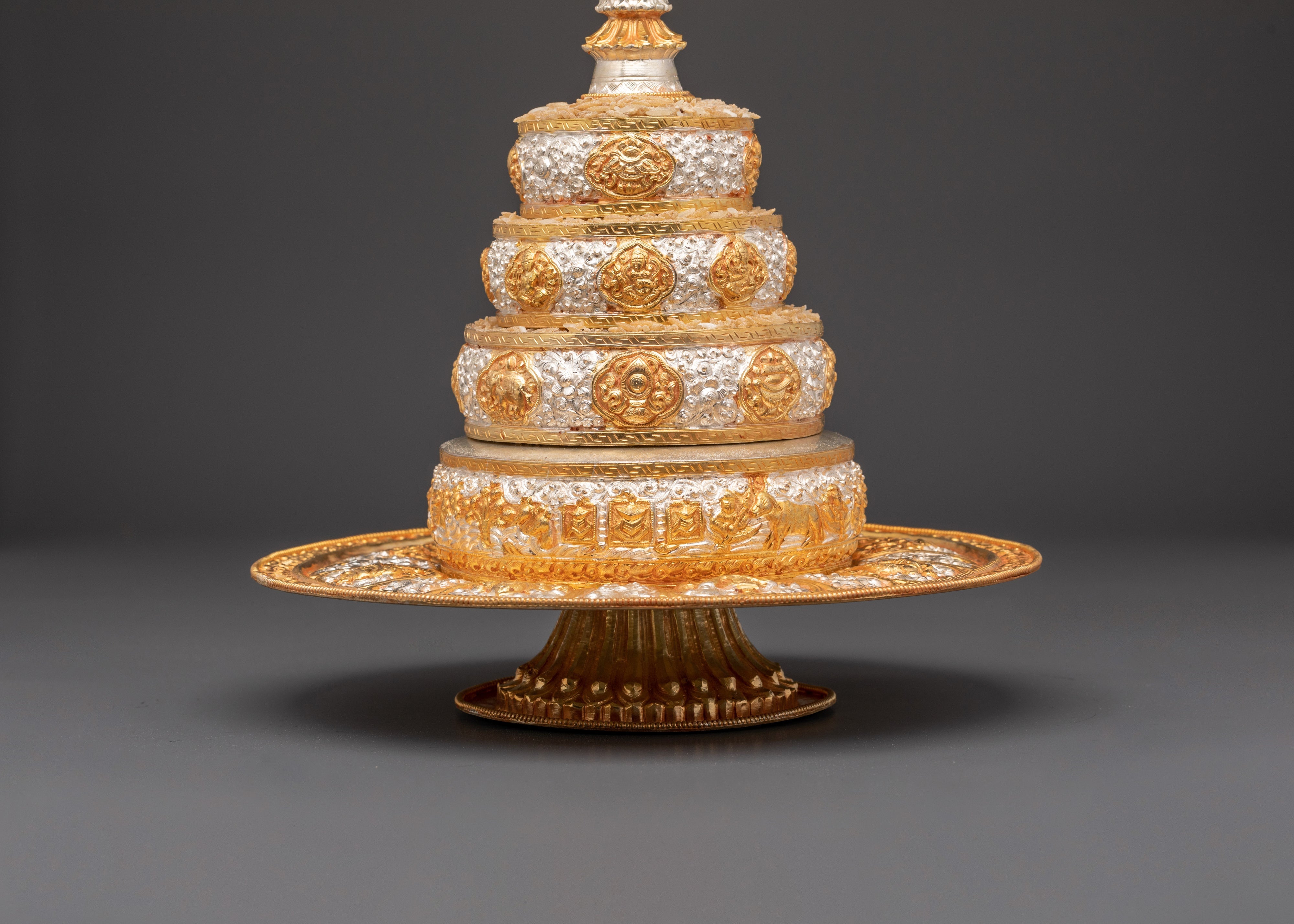 Exquisite Handcrafted Mandala Sculpture | Spiritual Gold & Silver Plated Decor