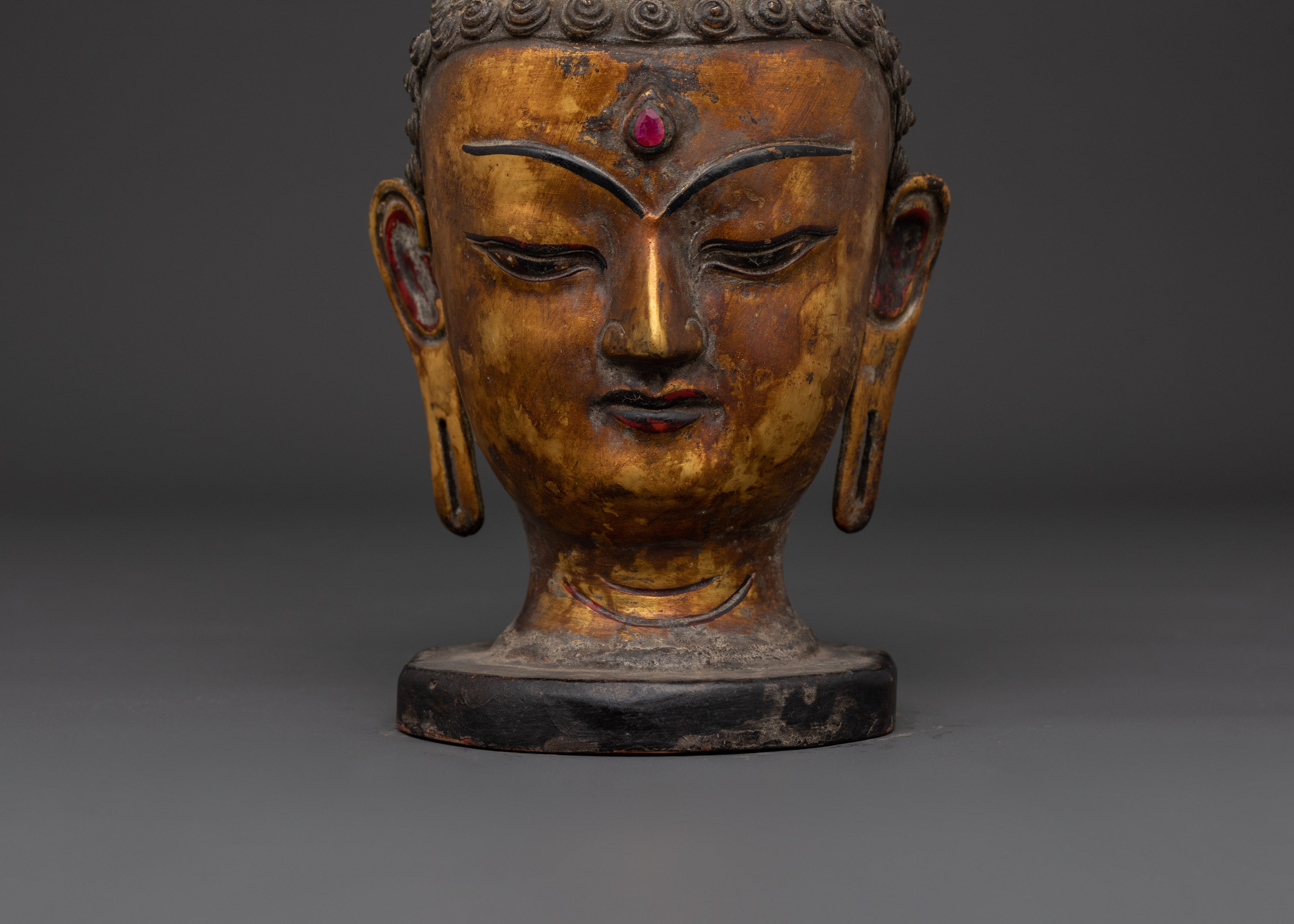 Serene Buddha Head Figurine | Brass Buddha Sculpture for Home and Meditation