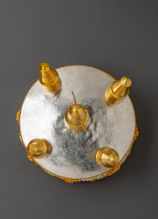 Buddhist Gold Plated Torma Mandala | Handcrafted Tibetan Ritual Offering Set
