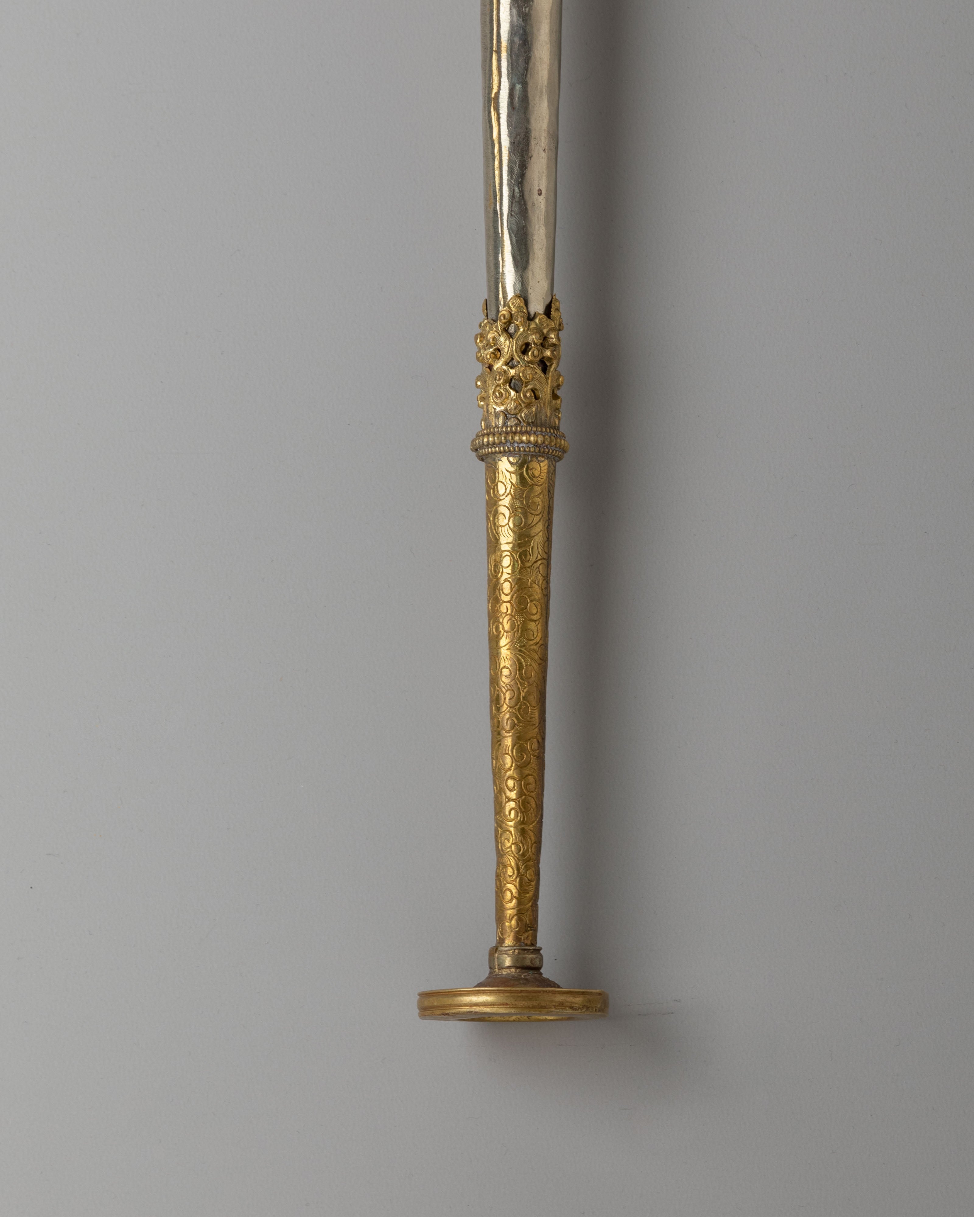 Tibetan Kangling Ritual Instrument | White Metal Meditation Instrument