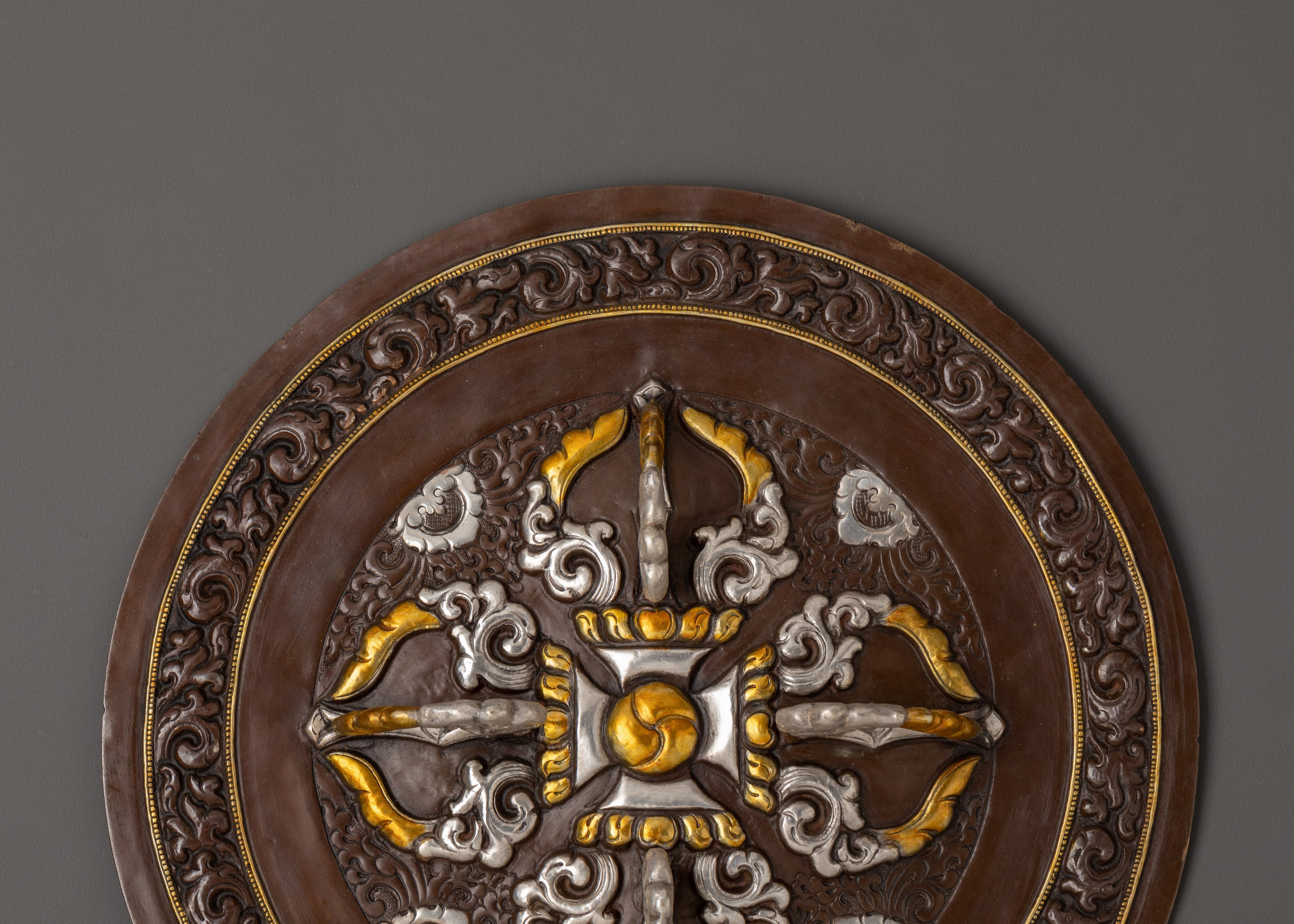 Tibetan Copper Wall Art | Handcrafted 28cm Mandala