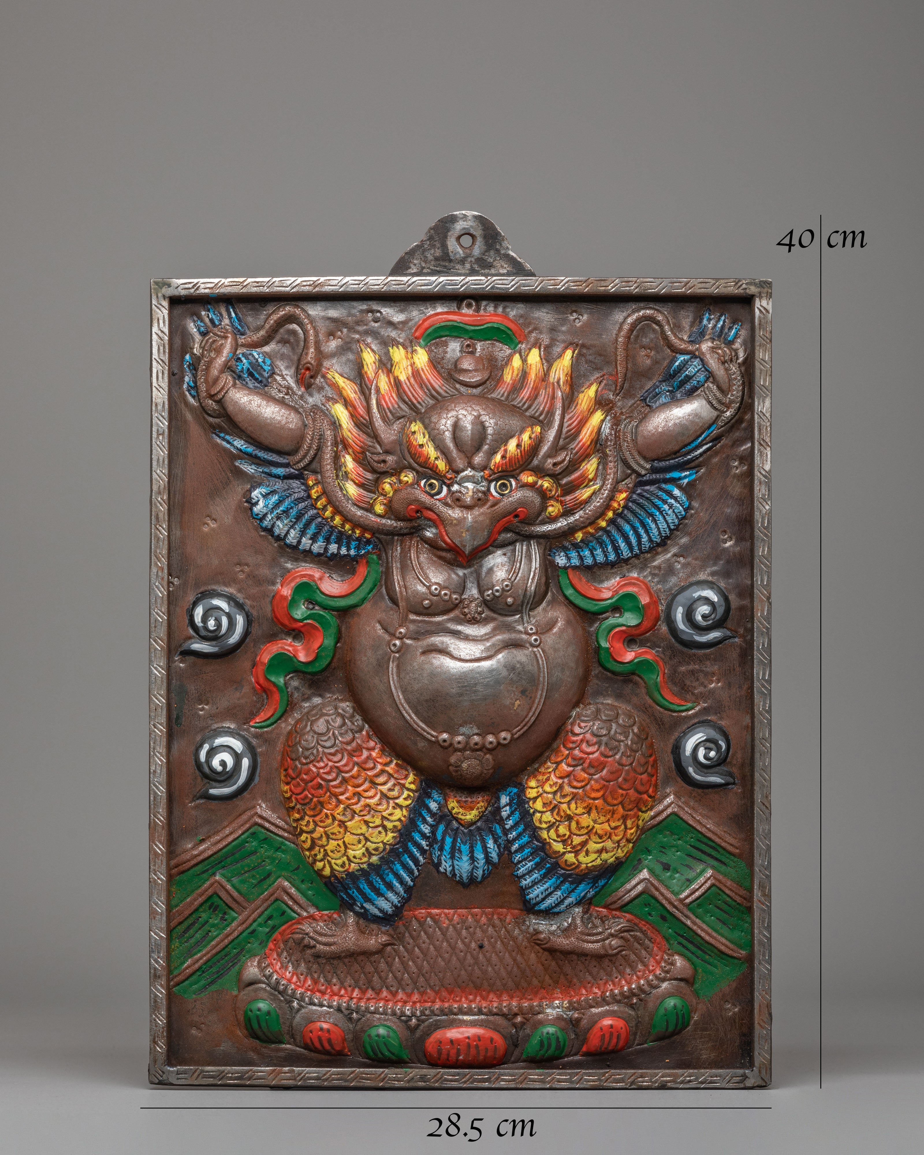 Protector Deity Garuda Wall Hanging | Iron Buddhist Artwork