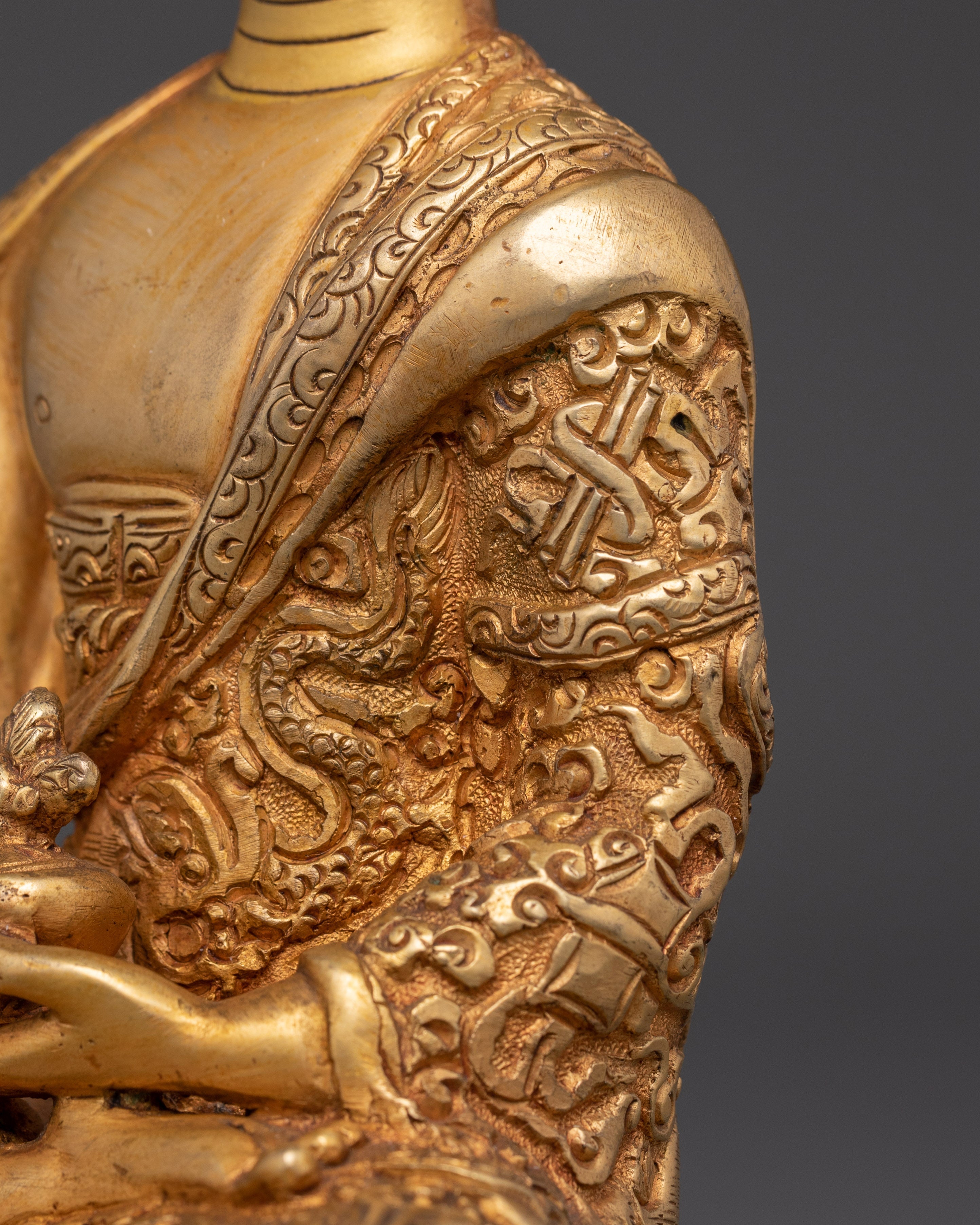 Handcrafted Bhaisajyaguru Statue | Copper Gold Plated Healing Buddha