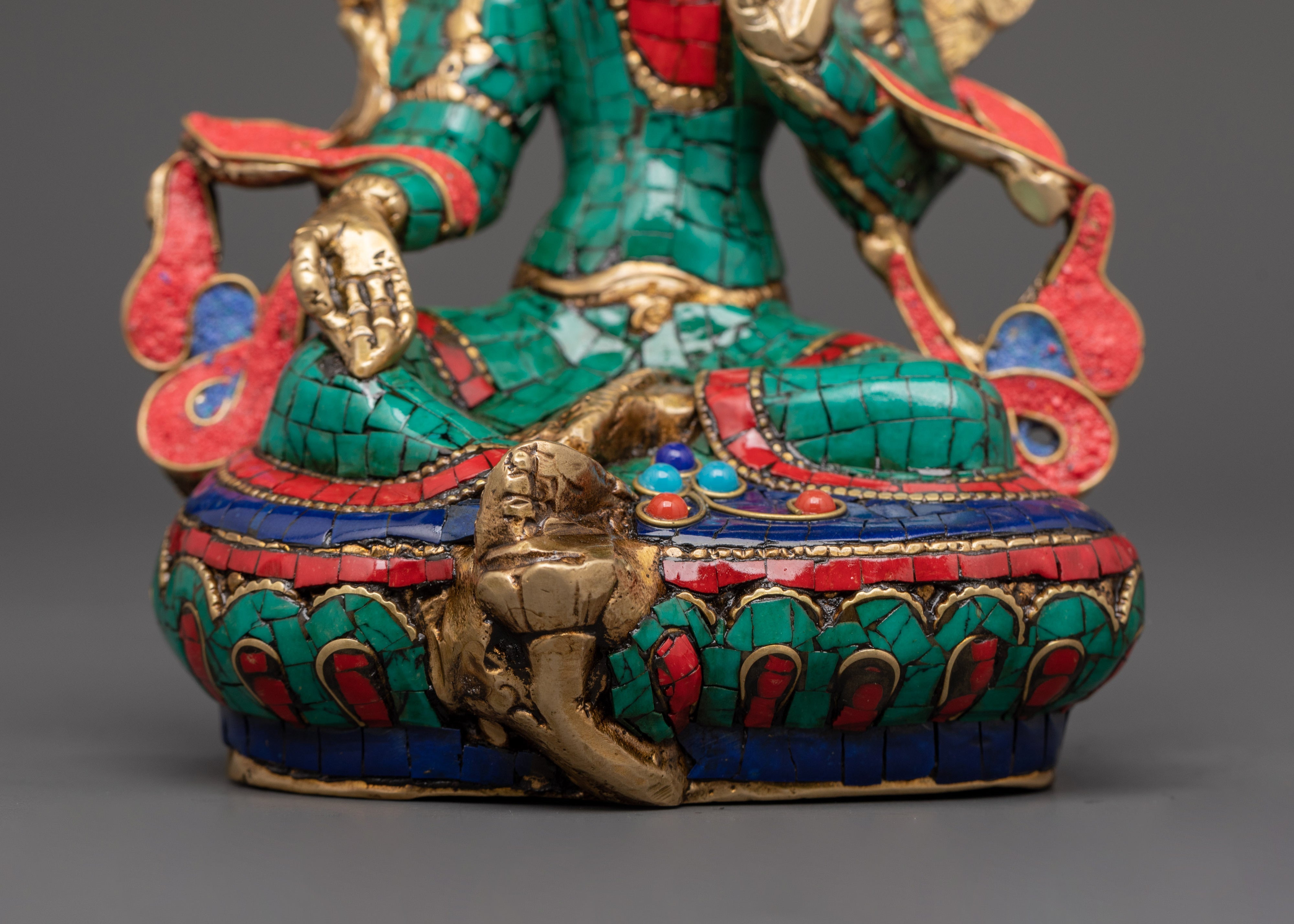Green Tara Brass Handmade Statue | Tibetan Goddess Art
