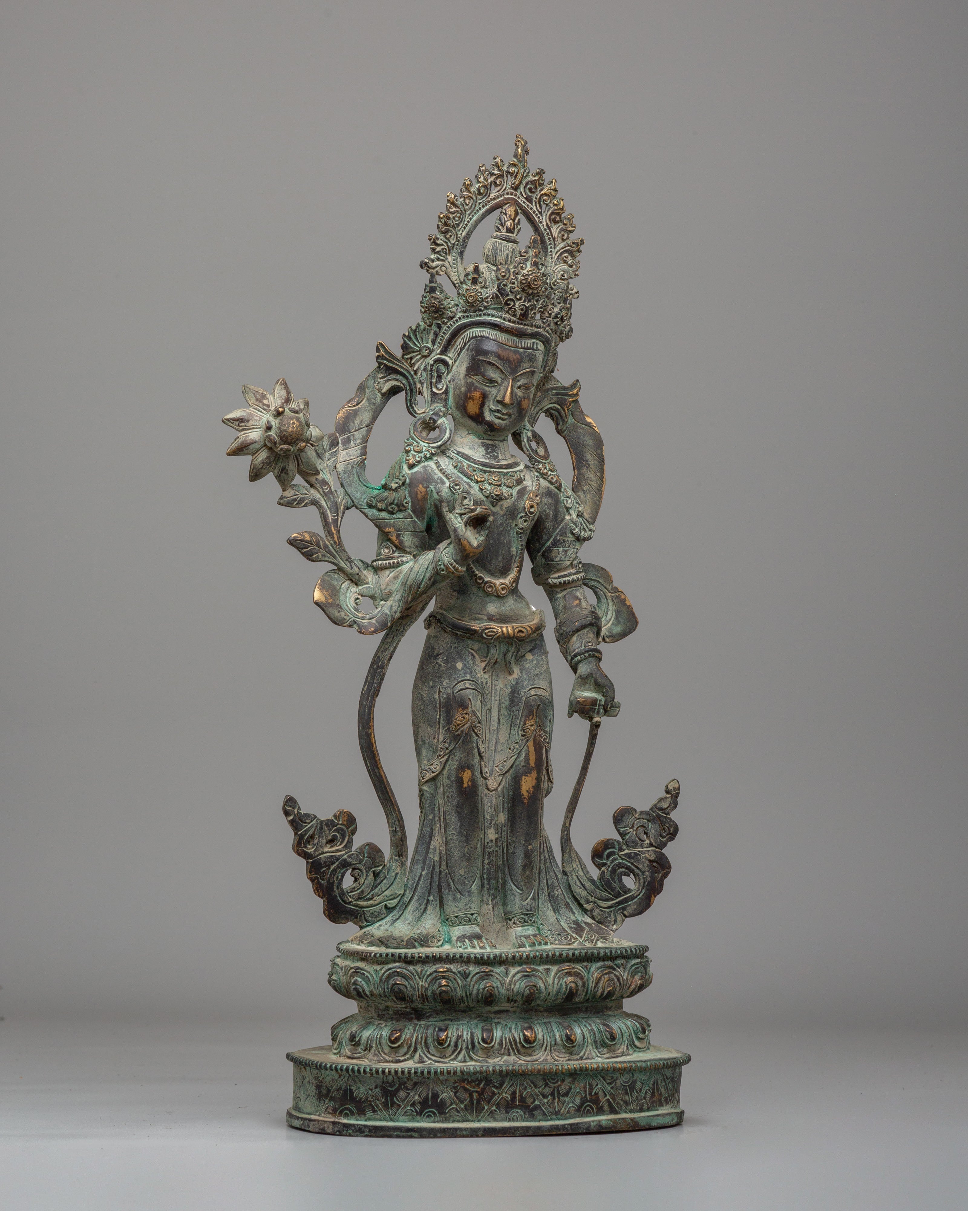 Traditional Siddhaikavira Manjushri Figurine | Spiritual Sculpture for Meditation