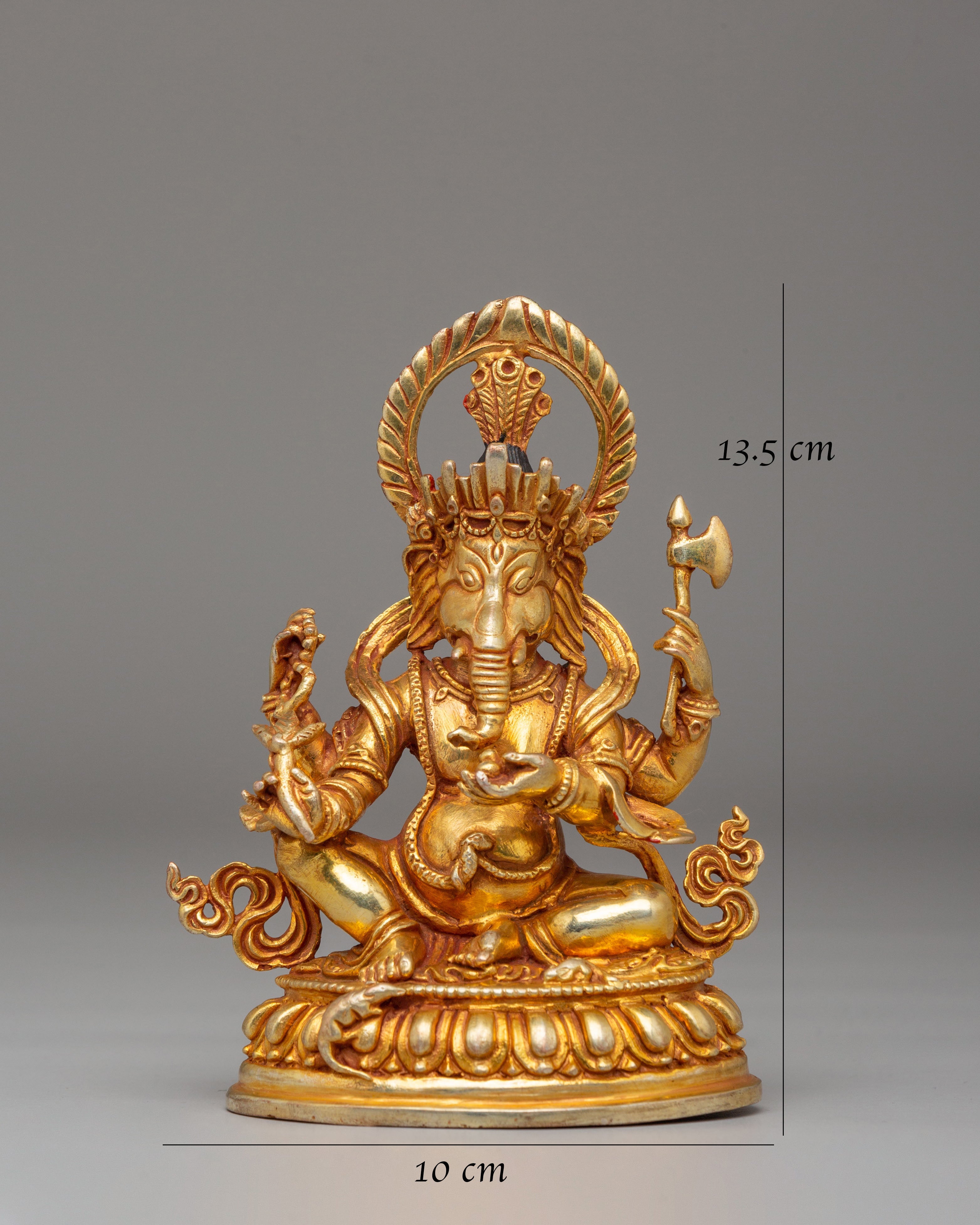 Sacred Ganesha Statue | 24K Gold Plated Copper Body