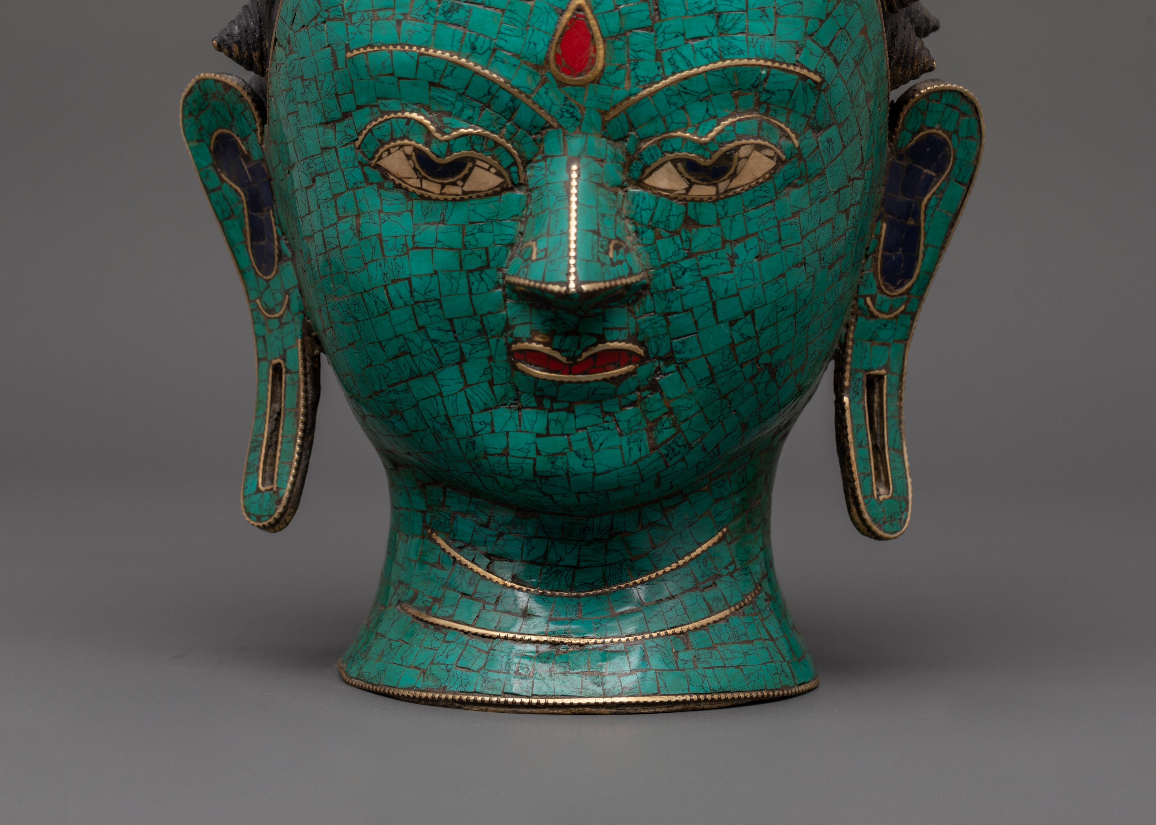 Hand-Crafted Buddha Head Brass statue | Buddhist Altar Art